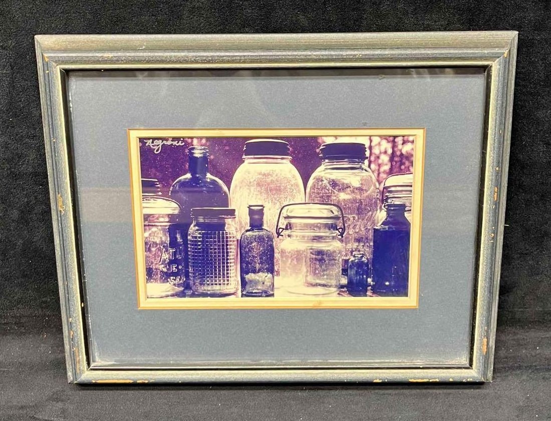 Glass Bottled Framed Photograph By Aegroni: This lot contains a Glass Bottled Framed Photograph By Aegroni. It is approx 11 1/4" x 3/4" x 9 1/4". Total weight is 1lb. Overall the photograph is in excellent used condition with no