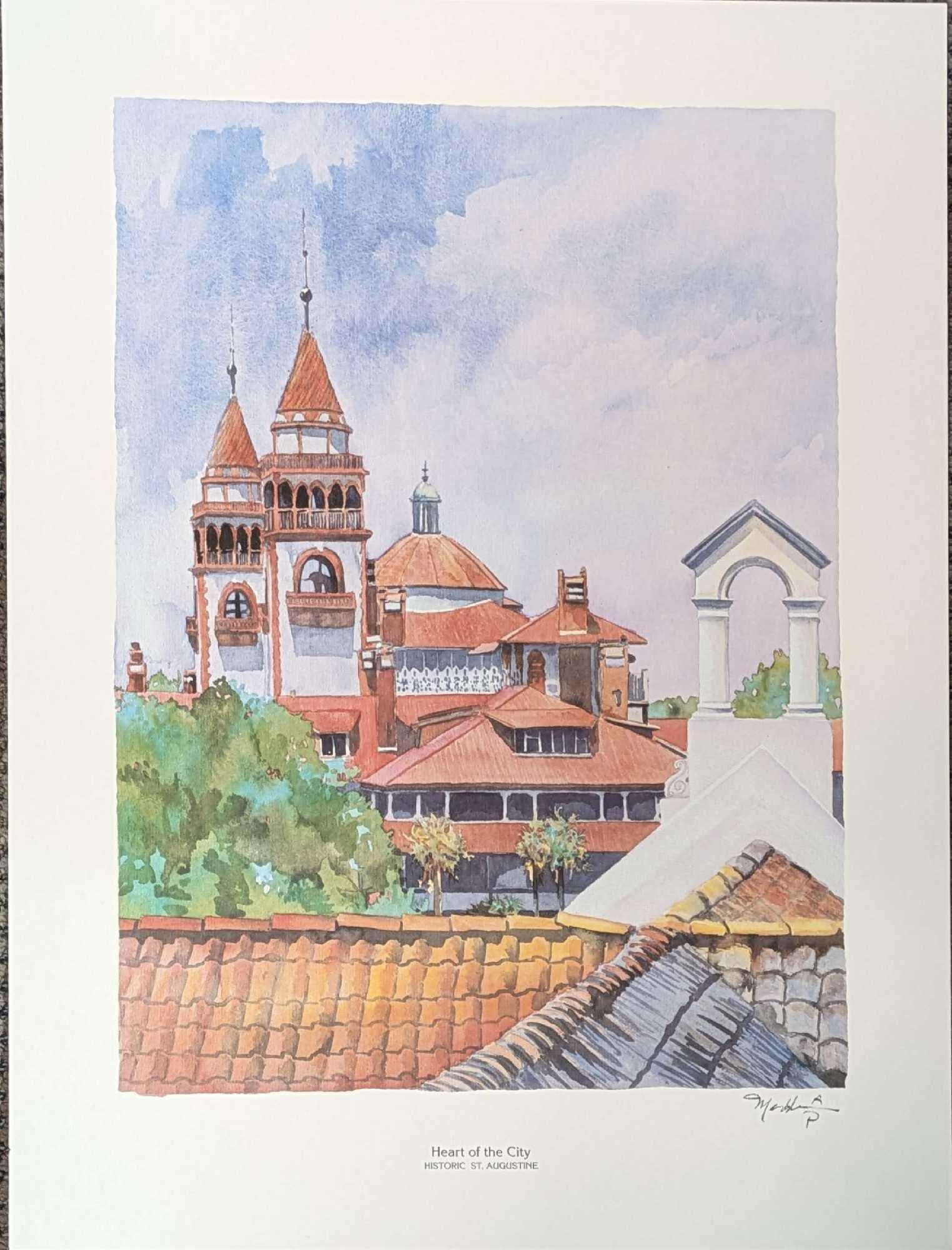 Pat Madden Signed Heart Of The City Print AP 386D: Pat Madden Signed Heart Of The City Print AP 386D. This is approx 18" x 25" and it weighs 0.11lb. There are some light creases on the print due to storage. The original was signed by the artist on