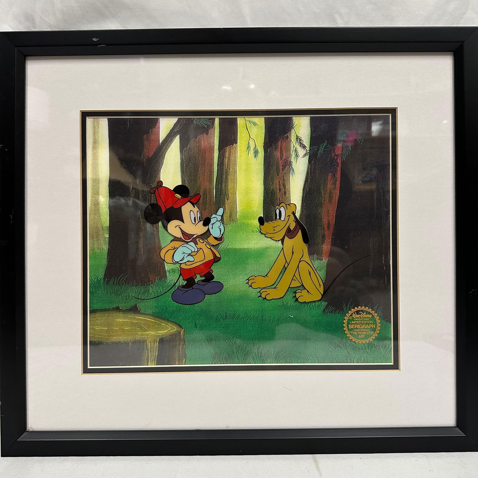 Disney Serigraph Cel the Pointer Mickey Mouse and Pluto Framed Artwork LE - 6