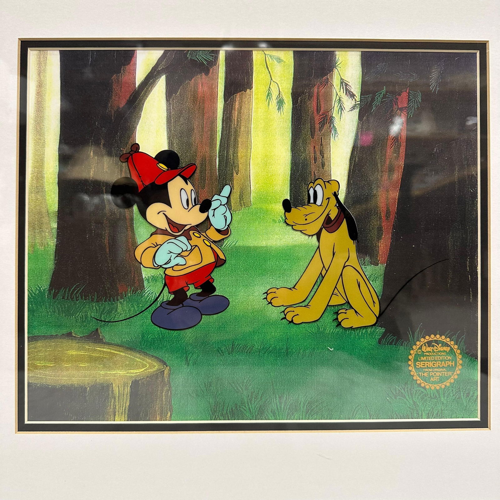 Disney Serigraph Cel the Pointer Mickey Mouse and Pluto Framed Artwork LE - 7