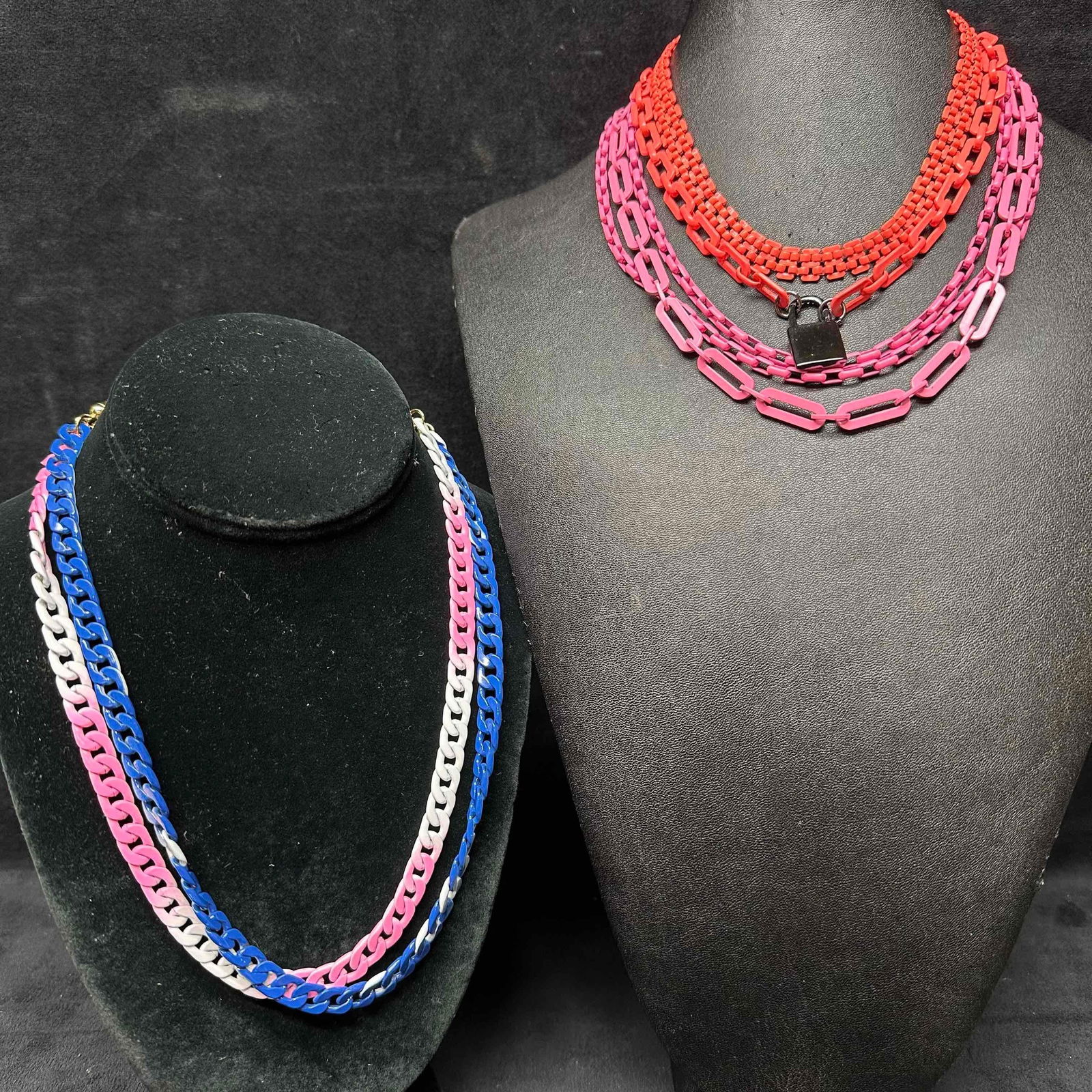 Melania Clara Bright Color Chain Modernist Style Necklace Set of Seven (1 of 8)