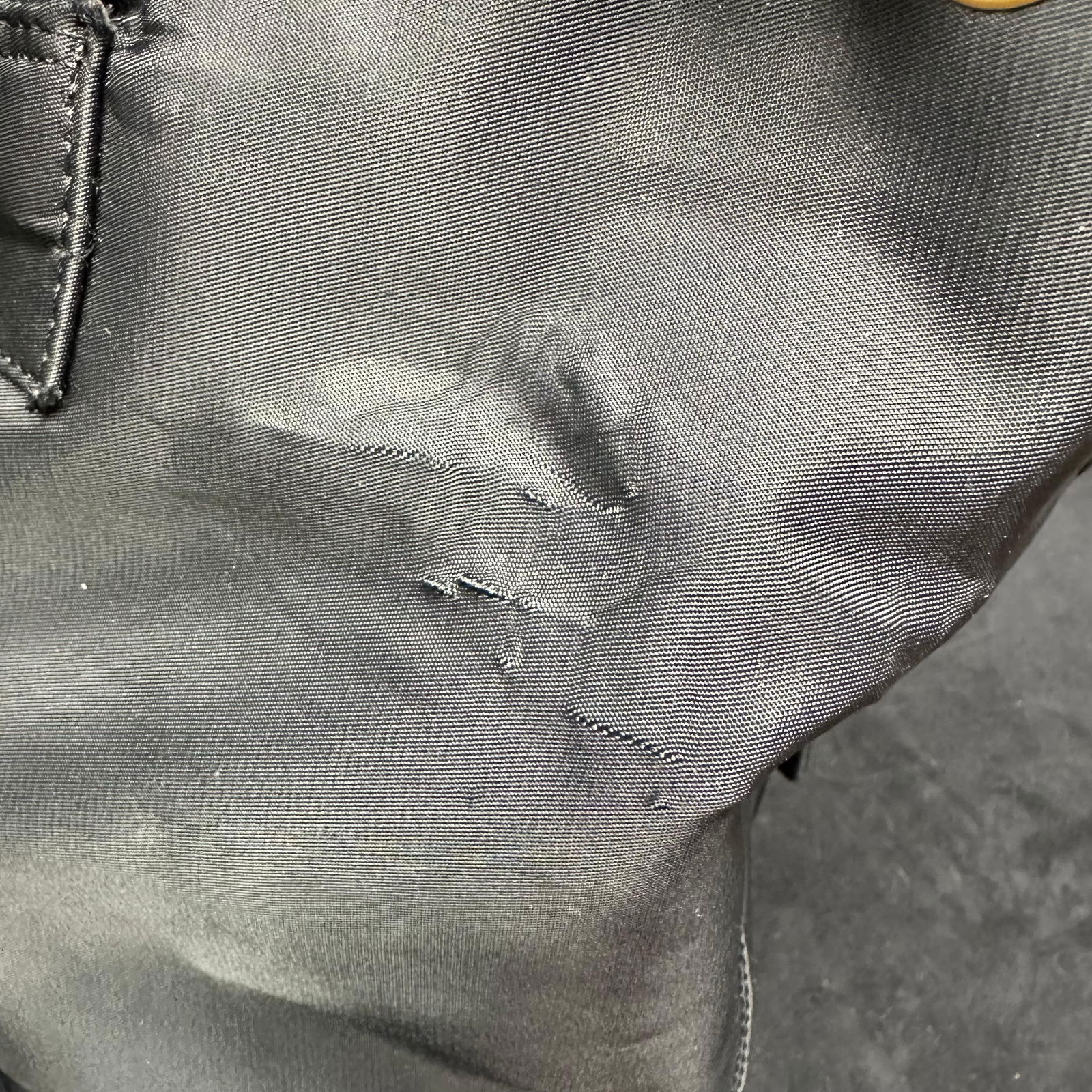 LJS Black Nylon Drawstring Backpack with Gold Tone Hardware - 4