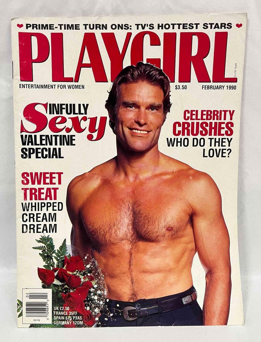 Playgirl February 1990 Sinfully Sexy Valentine Special: This lot contains a Playgirl February 1990 Sinfully Sexy Valentine Special. It is approx 11" x 8" and it weighs about 0.4lbs. Overall the vintage magazine is in good used condition with some