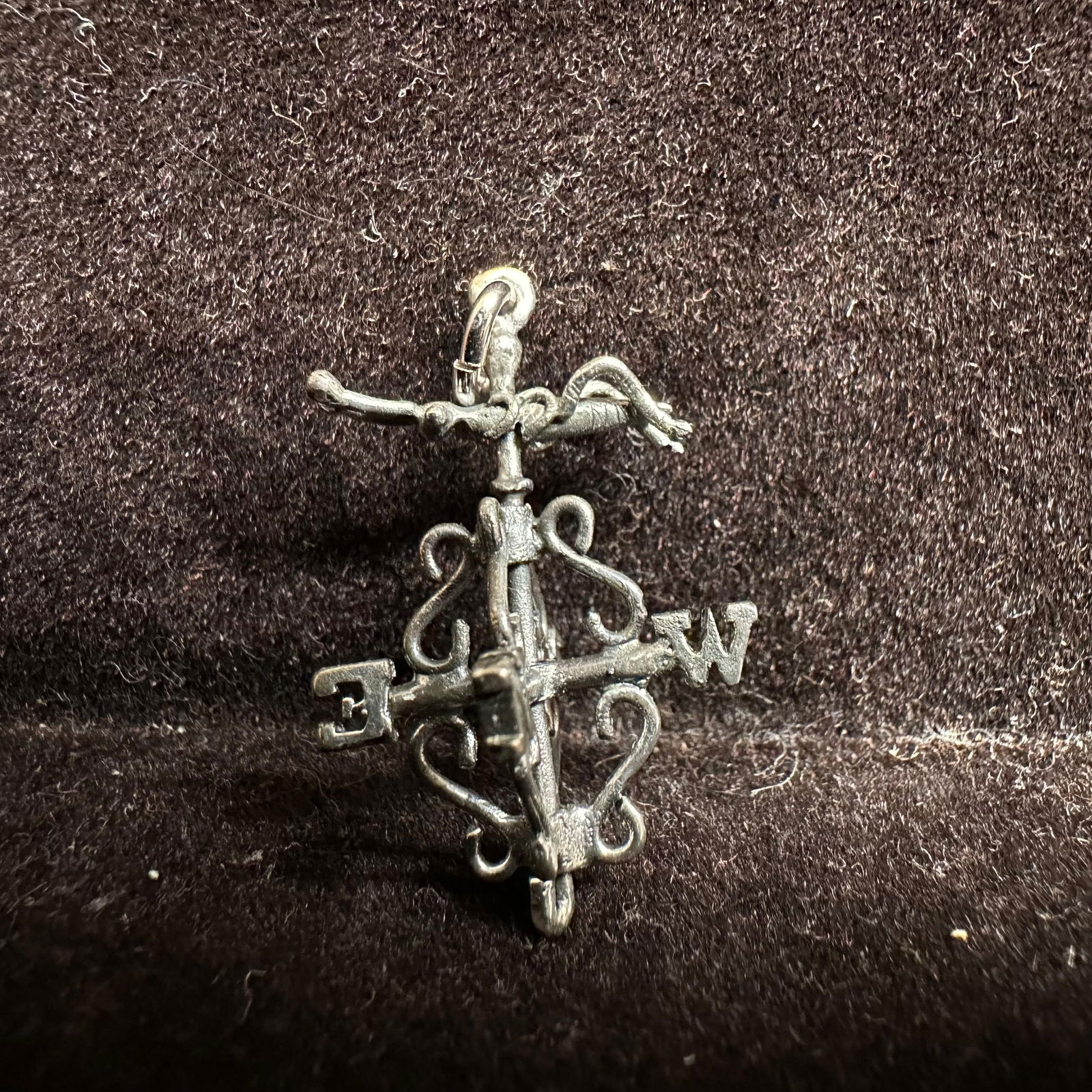 Grasshopper Motif Weather Dial Weather Vane Silver Charm: This item is in good pre-owned, previously used/displayed condition with noticeable light wear and surface scratches. Please reference all photos for full details. This piece of jewelry has been