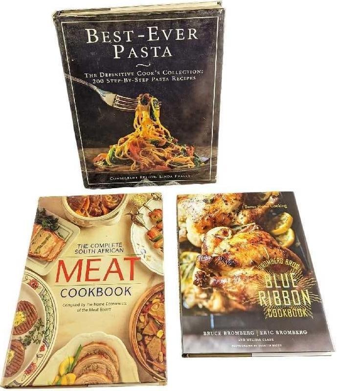 3 Pasta Bromberg Bros Blue Ribbon Meat Cookbooks: This lot of hardcovers includes: (1) Bromberg Bros Blue Ribbon Cookbook By Bruce Bromberg, Eric Bromberg And Melissa Clark. This was published by Clarkson Potter Publishers (New York) and copyrighted