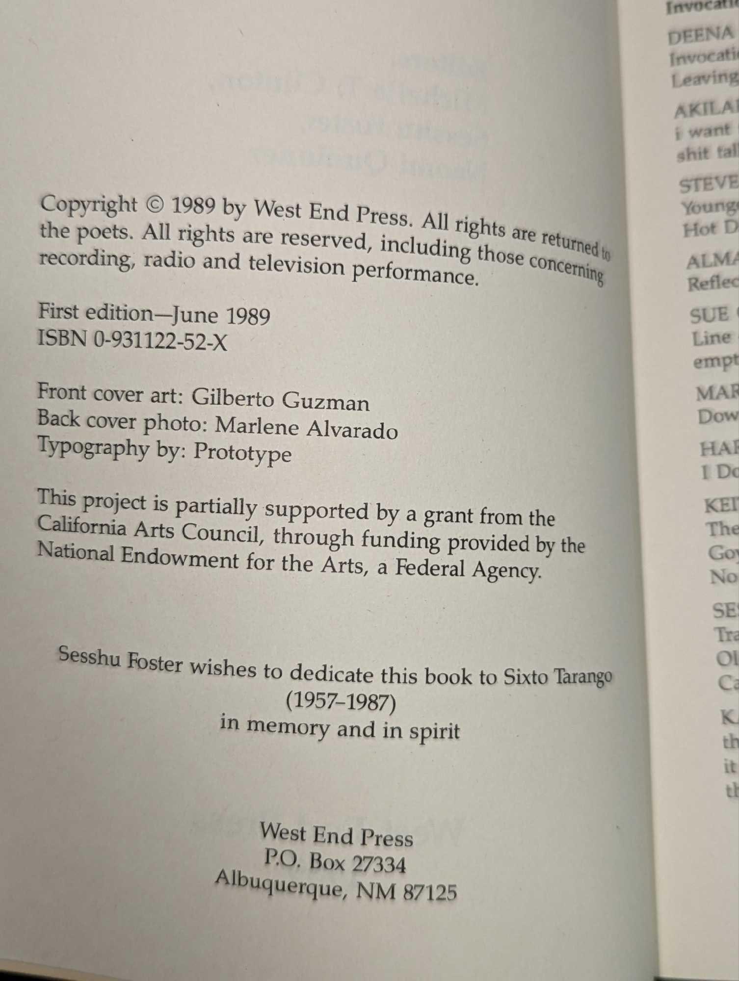 Invocation L.A. Urban Multicultural Poetry Paperback - 3