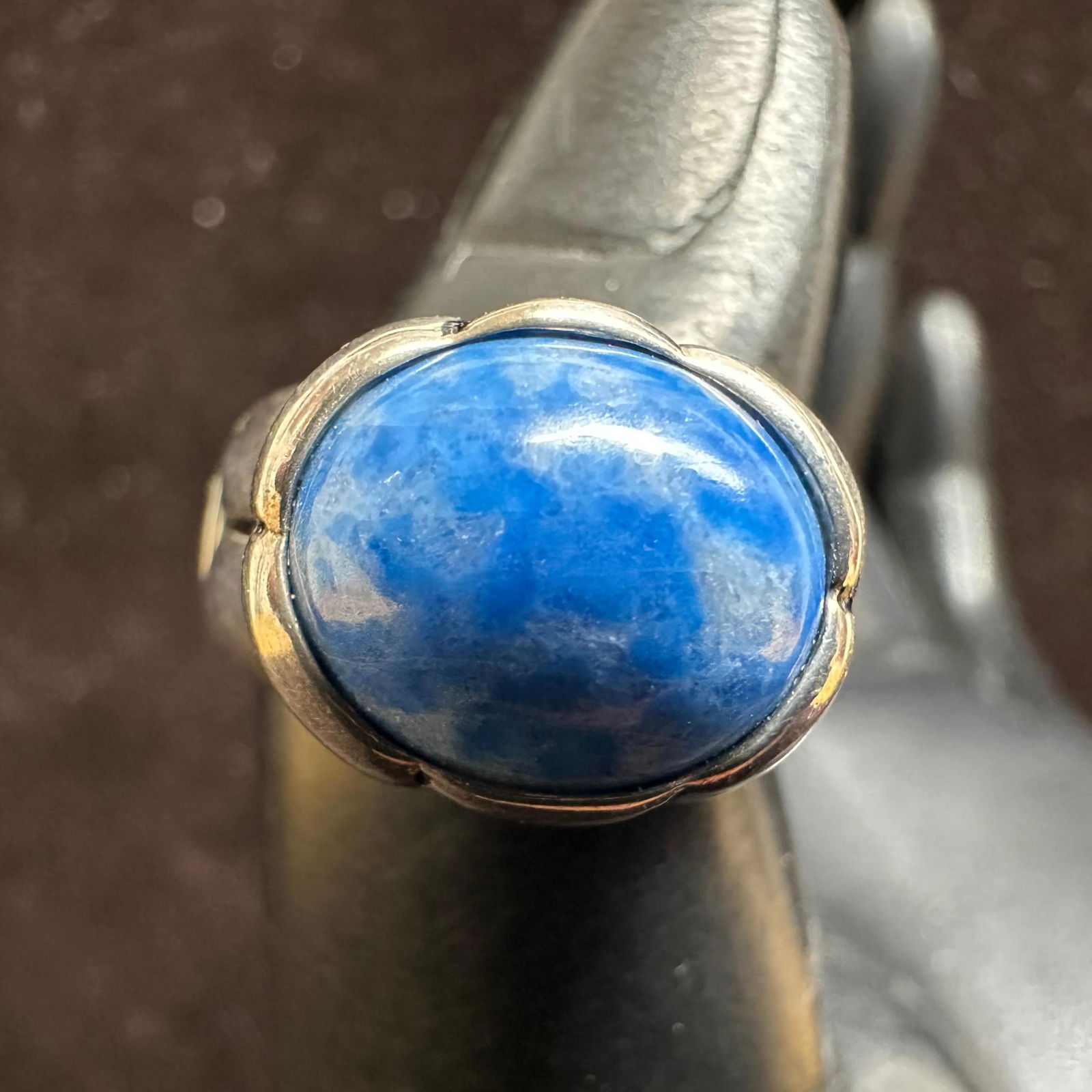 Joseph Esposito Lapis Lazuli Blue Cabochon Sterling Silver Ring: This item is in good pre-owned, previously used/displayed condition with noticeable light wear and surface scratches. Please reference all photos for full details. This piece of jewelry has been teste