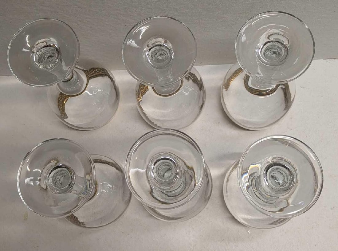 6 Gold Rimmed Glass Goblets With Renaissance Pattern - 4