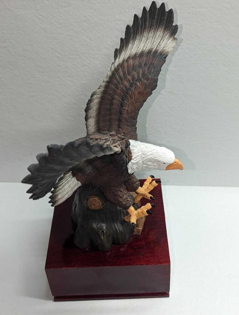 Hand Painted Resin Bald Eagle On Base - 4
