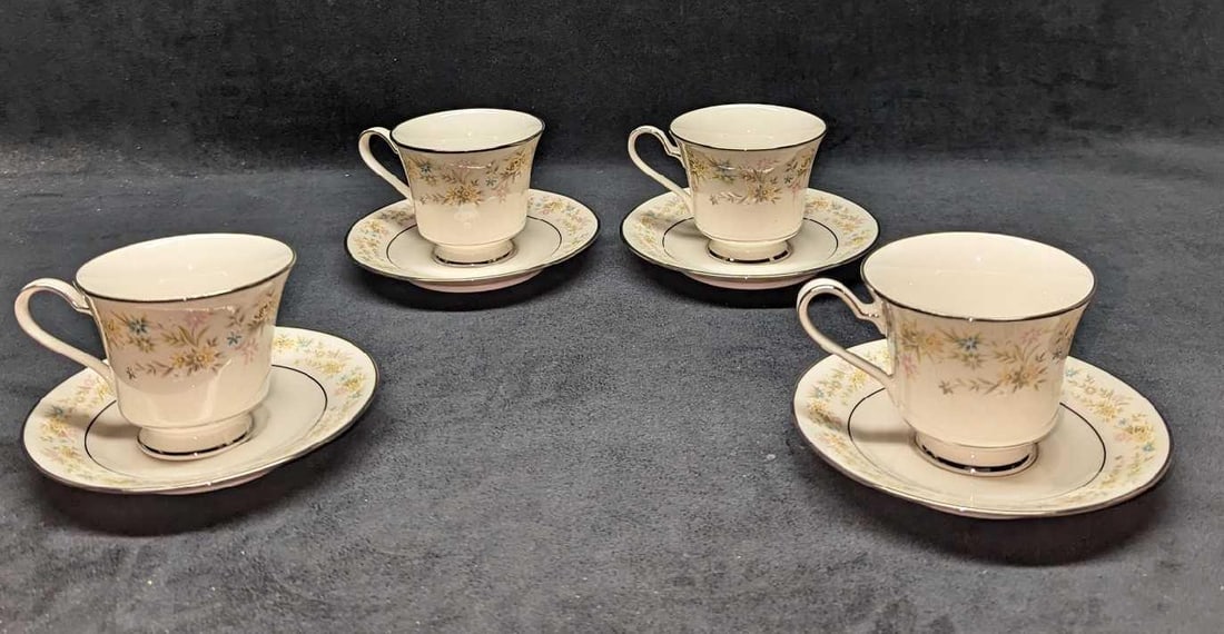 4 Retired Noritake Blossom Time Footed Cup & Saucers B (1 of 10)