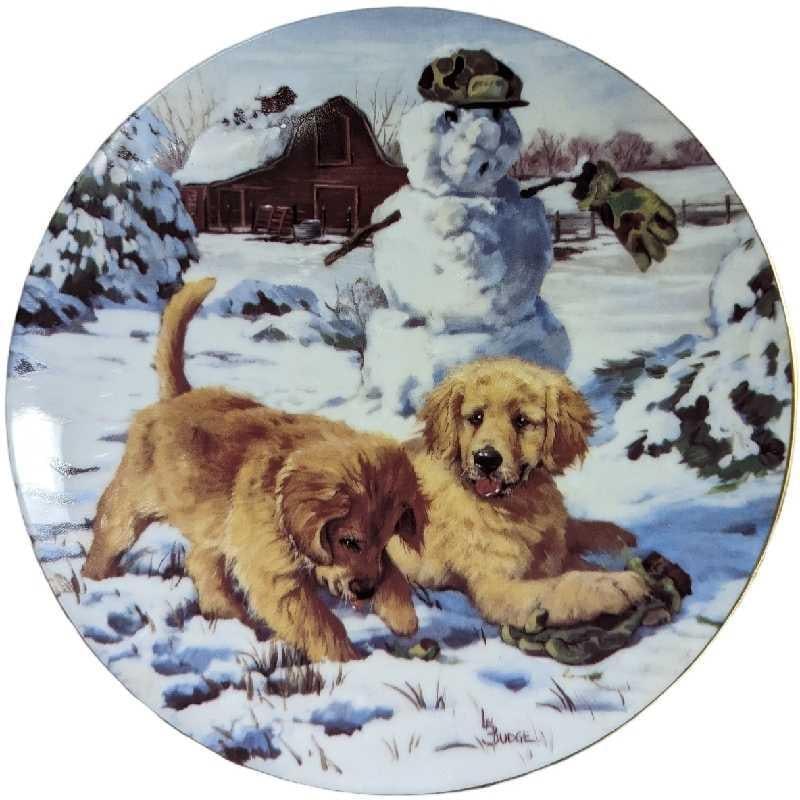 Hiding The Evidence Linda Budge Puppy Plate: Hiding The Evidence Linda Budge Puppy Plate. Based on original artwork by Linda Budge. This was released by the Hamilton Collection in 1995. This is plate #2742A. The plate is approx 8 1/4" x 1" x 8 1
