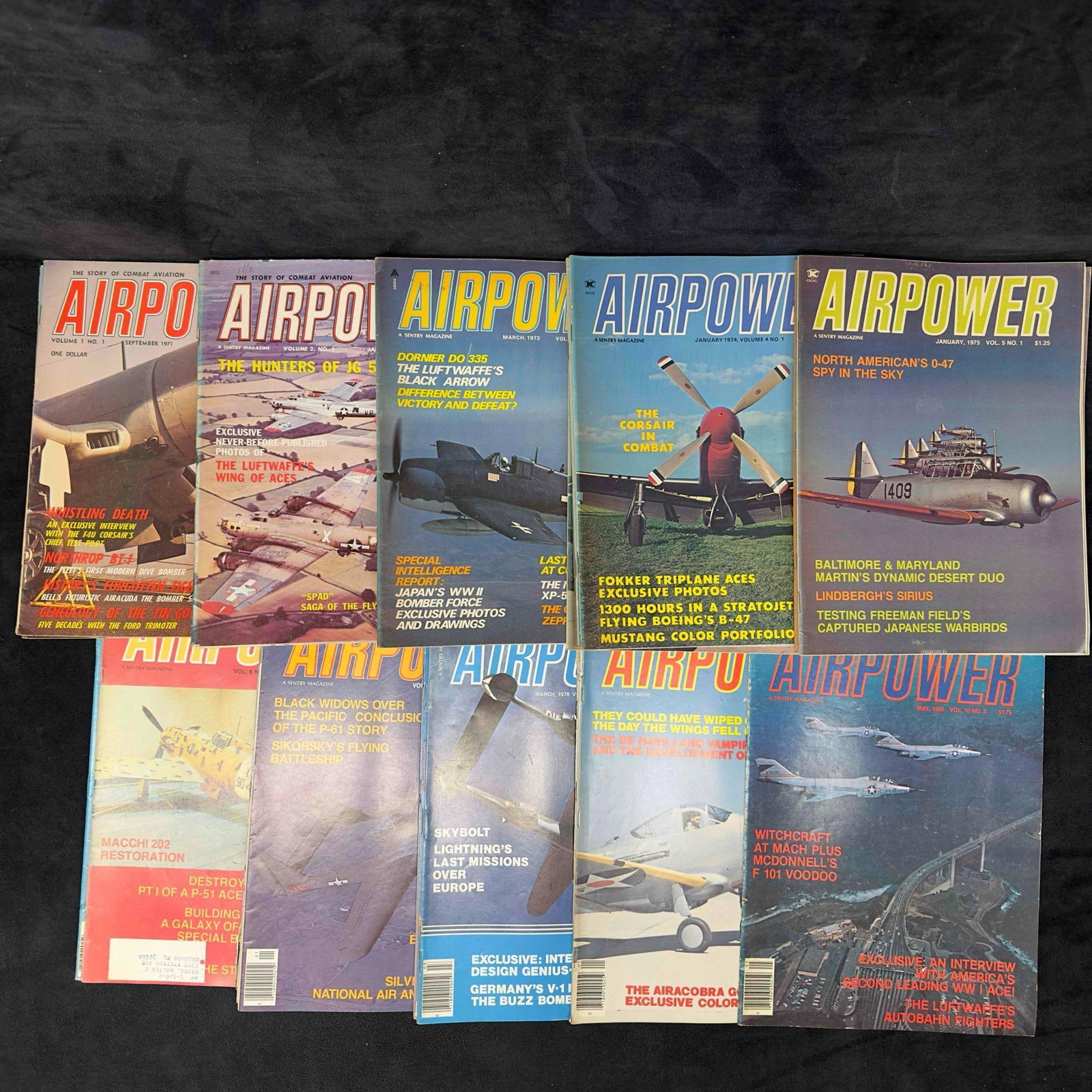 Airpower Airplane Combat Aviation Magazine 1970's Lot of 45 Forty Five Magazines Collection Set: Airpower Airplane Combat Aviation Magazine 1970's Lot of 45 Forty Five Magazines Collection Set. This Airpower aviation magazine collection includes issues from the 1970's and one from 1980.