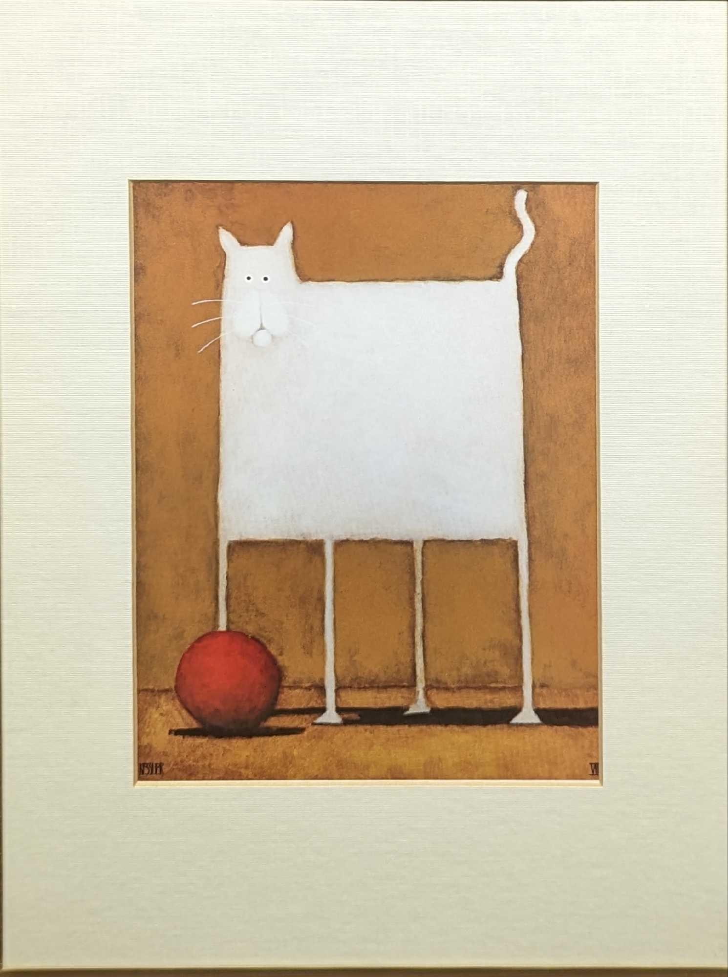 Framed Daniel Patrick Kessler White Cat With Red Ball - 2
