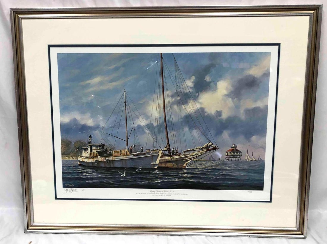 Signed & Numbered Print Of "Buy Oysters At Drum Point" By John Morton Barber: This lot contains a signed & numbered print of "Buy Oysters At Drum Point" by John Morton Barber. This is an artist proof meaning it is a limited edition. This print is #701 out of #950. T
