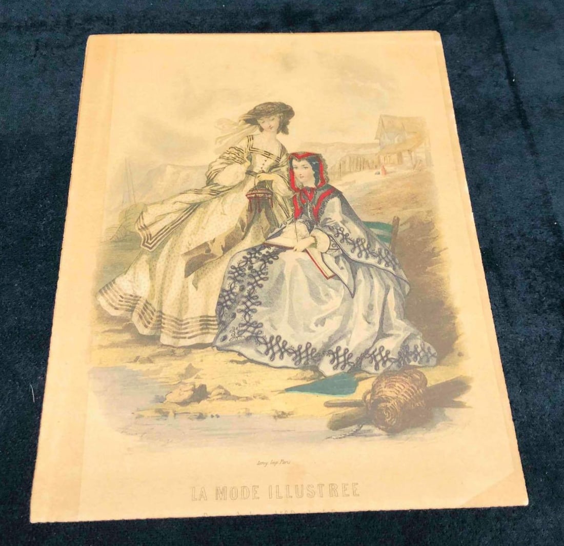 La Mode Illustrée Ladies Fashion Print: This lot contains La Mode Illustrée Ladies Fashion Print. It is approx 10 1/4" x 8" and it weighs about 0.01lbs. Overall the print is in good used condition with some light wear from use over time.