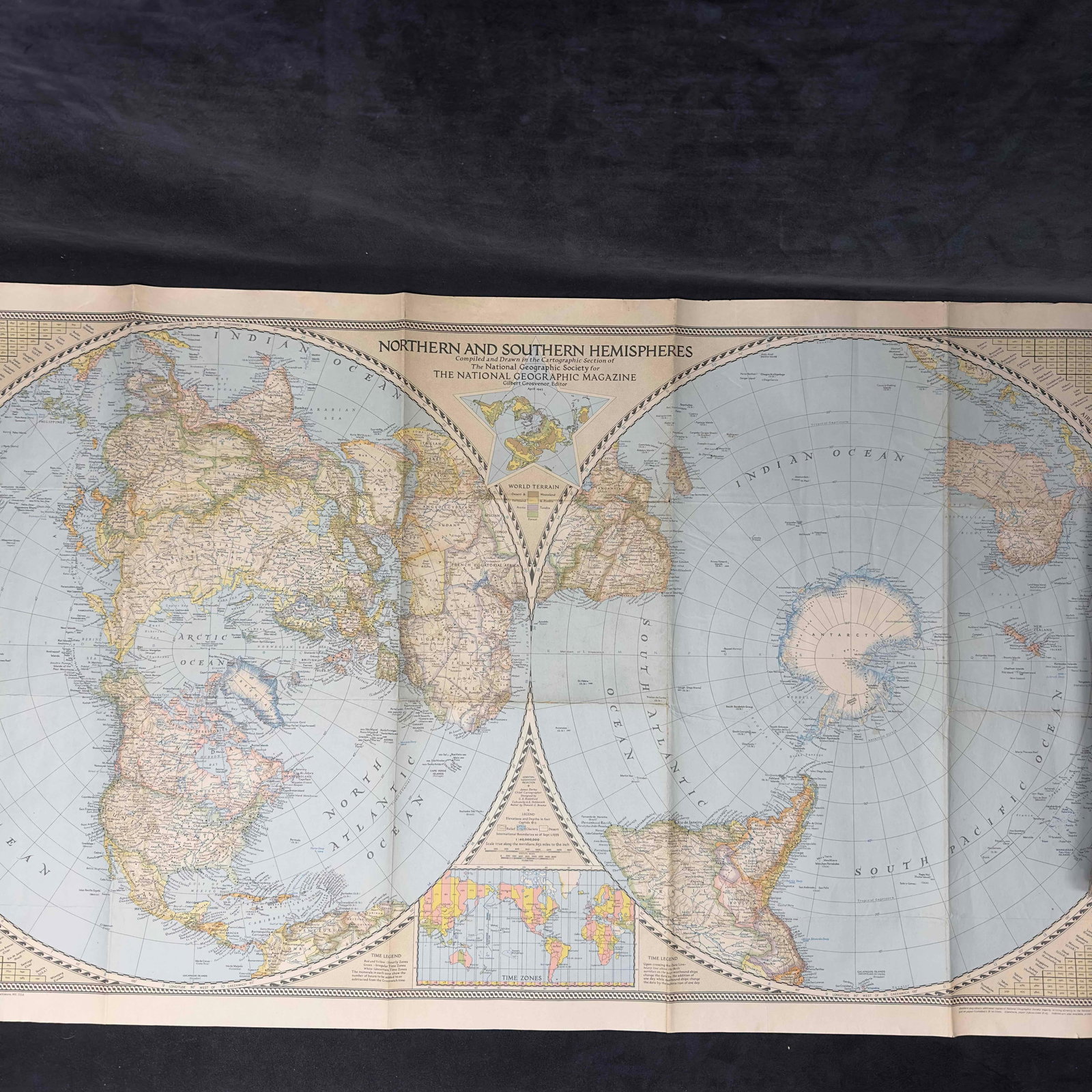 National Geographic Magazine Northern and Southern Hemispheres Atlantic Ocean 1940's Map Set: National Geographic Magazine Northern and Southern Hemispheres Atlantic Ocean 1940's Map Set. This collection of collectible maps are from 1939 and 1943 from National Geographic Magazine. One map