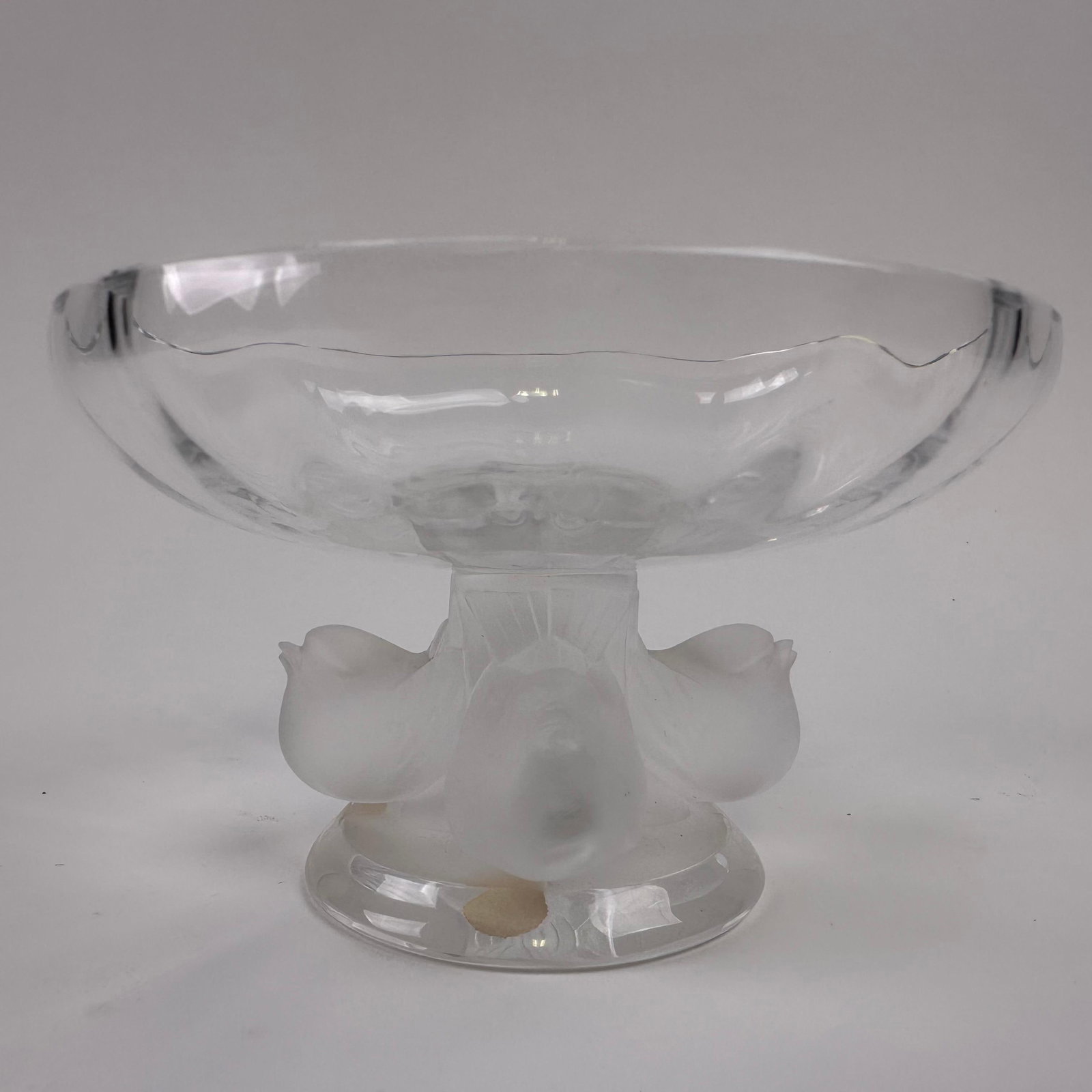 Lalique Nogent Compote Four Sparrows Footed Pedestal Bowl Signed Crystal Art Glass (1 of 14)