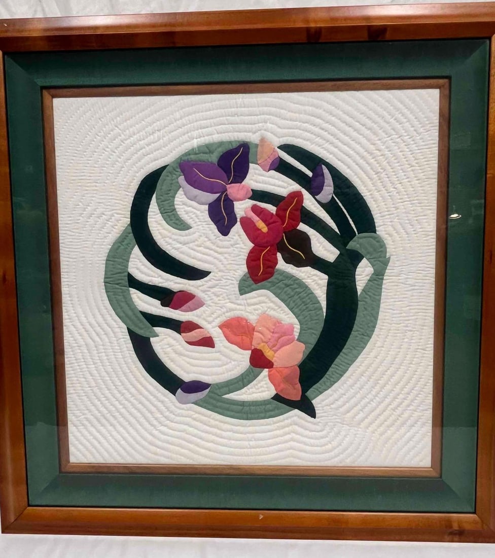 Large Framed Flower Quilt Square - 9