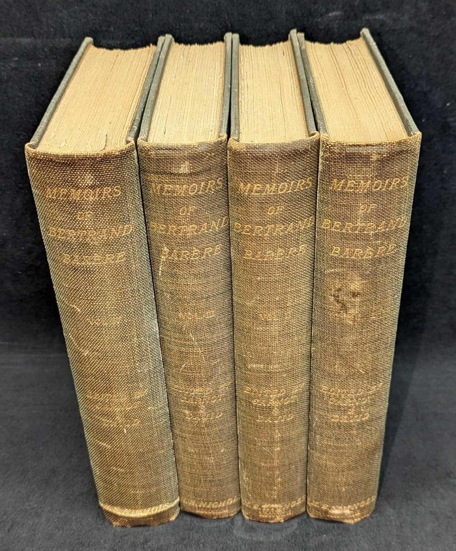 4 Volumes Memoirs Of Bertrand Barere Hardcover: 4 Volumes Memoirs Of Bertrand Barere Hardcover. This was translated by DE V. Payen-Payne and was published by H. A. Nichols (London) in 1896. Each volume is approx 6" x 2" x 9 1/4" and the total weigh