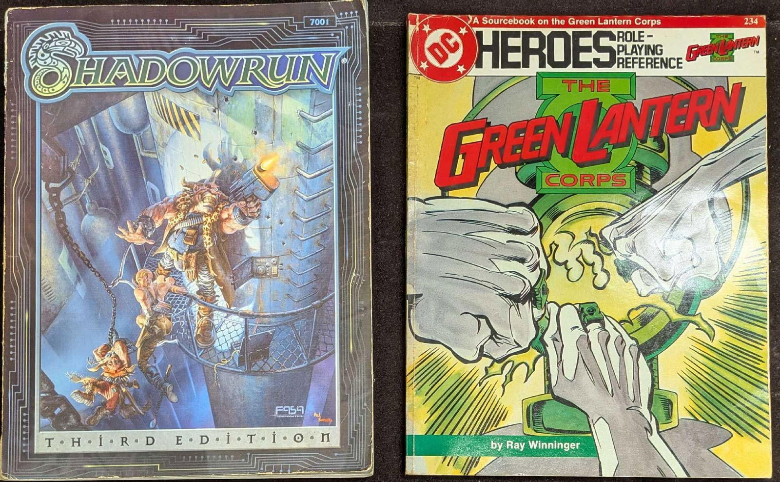 RPGS Shadowrun 3rd Edition And Green Lantern Roleplaying Reference: RPGS Shadowrun 3rd Edition And Green Lantern Roleplaying Reference. This lot includes: (1) Shadowrun Third Edition. This was published by FASA in the year 1998. This softcover book is approx 8