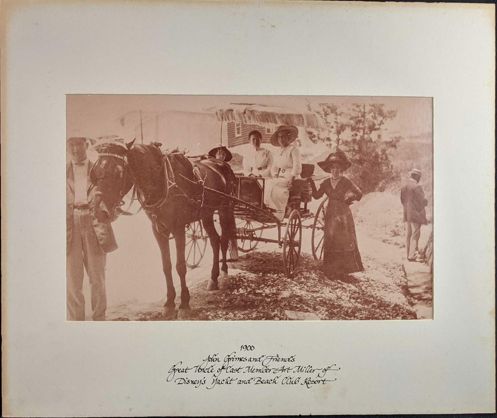 Walt Disney Cast Member Ancestor Wagon Photo: Here is a blown-up copy of an old photo from 1900. It states it as "1900 John Grimes And Friends. Great Uncle Of Cast Member Art Miller Of Disney's Yacht And Beach Club". It appears Disney