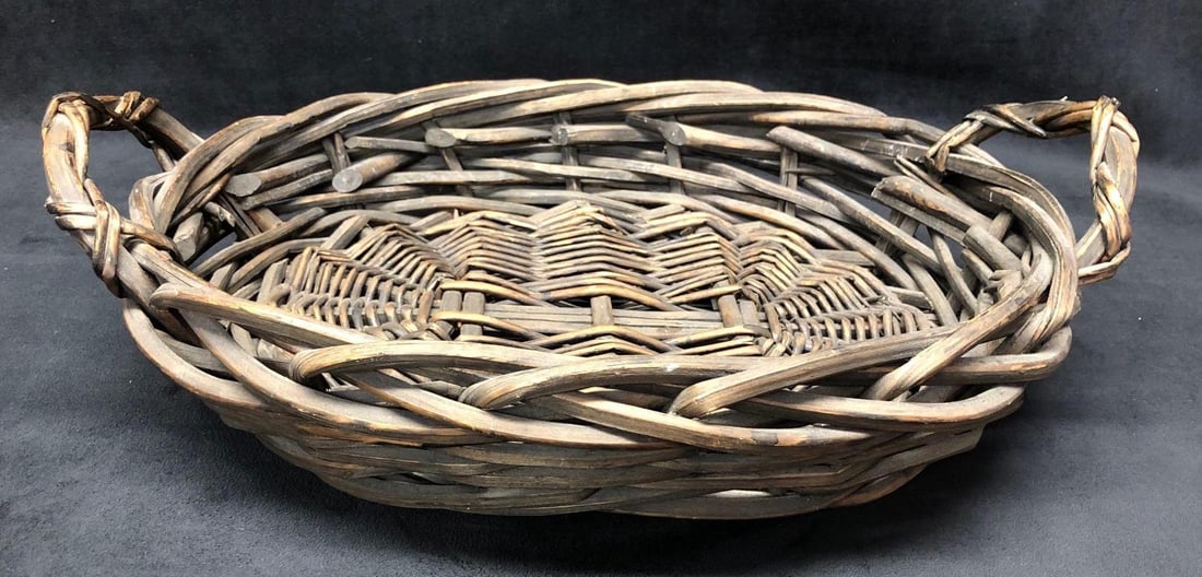 Vintage Woven Wicker Basket with Wooden Handles (1 of 6)