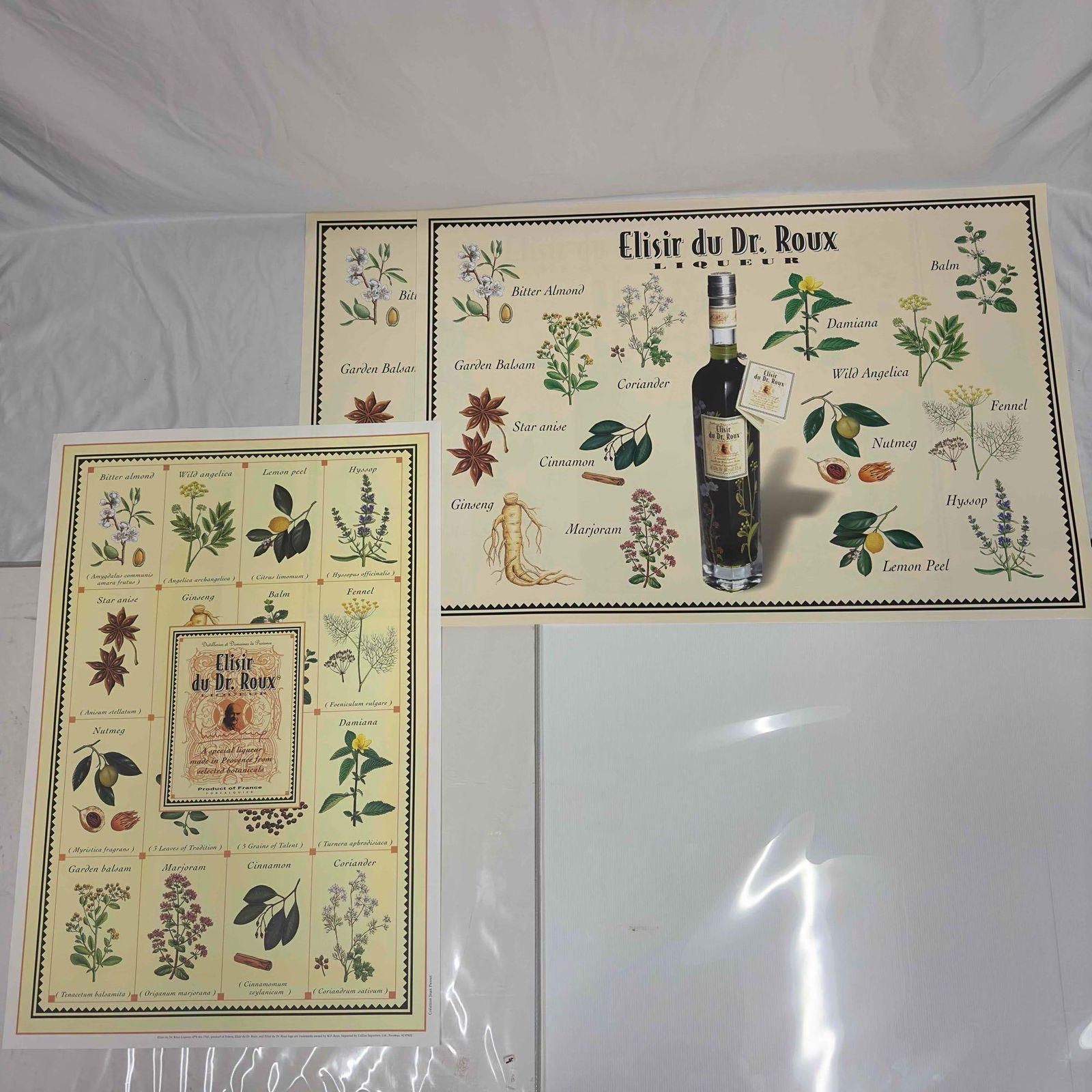 Elisir Du Dr. Roux Liqueur Liquor Ad Poster Advertisement Posters Set Collection: Elisir Du Dr. Roux Liqueur Liquor Ad Poster Advertisement Posters Set Collection. Two landscape design and one portrait design, a total of three (3) posters included. A few noticeable creases on the