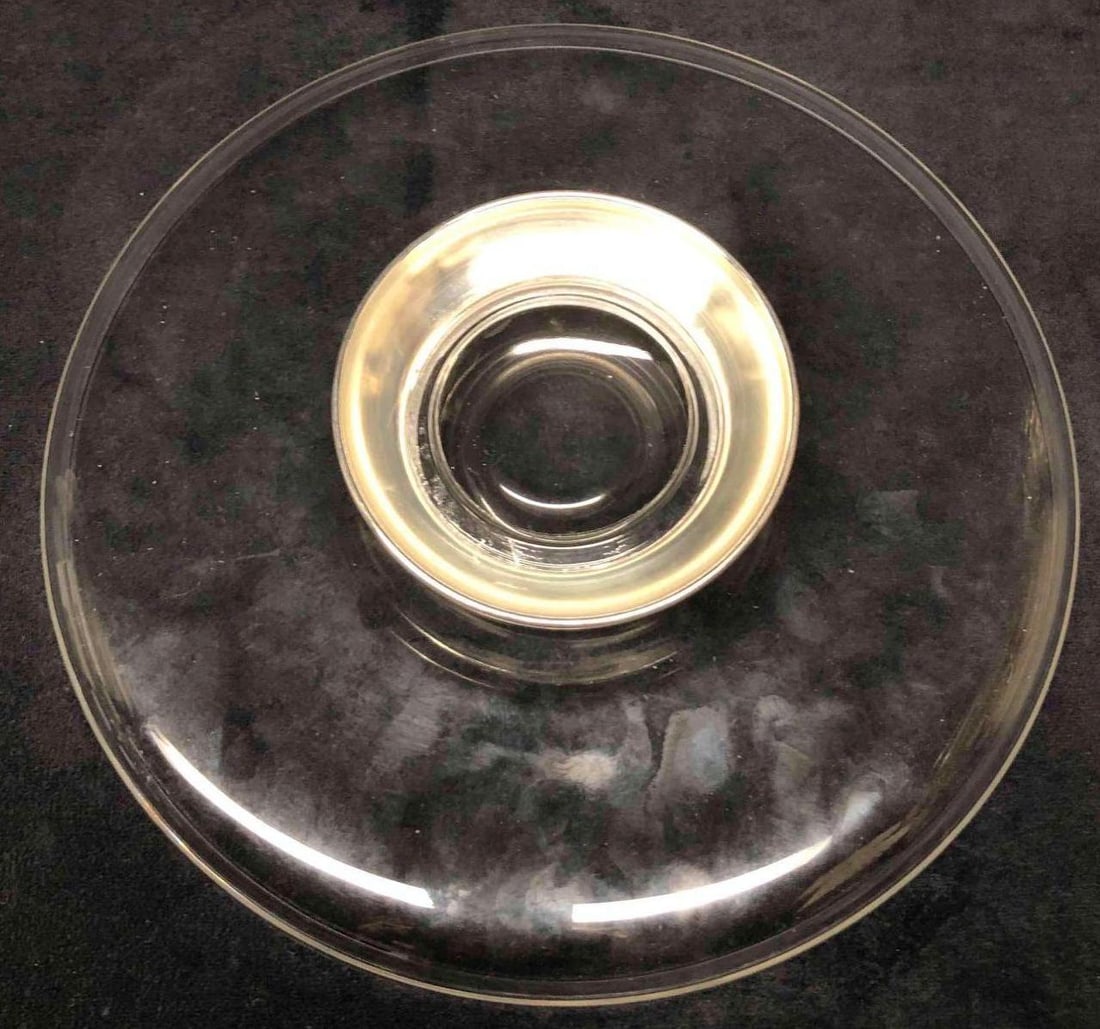 Crystal Serving Dish With Sterling Silver Stem - 7