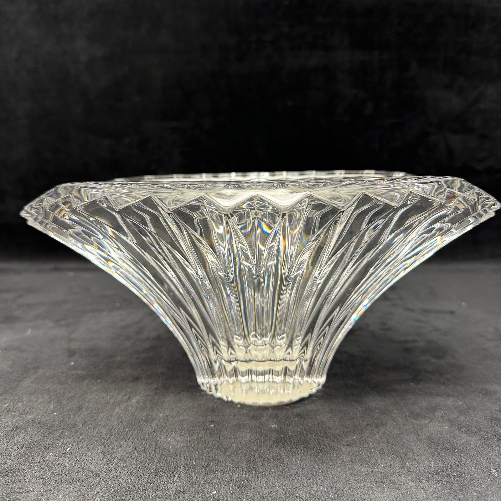Mikasa Style Crystal Excelsior Vertical Cuts Oval Flared Centerpiece Bowl (1 of 6)
