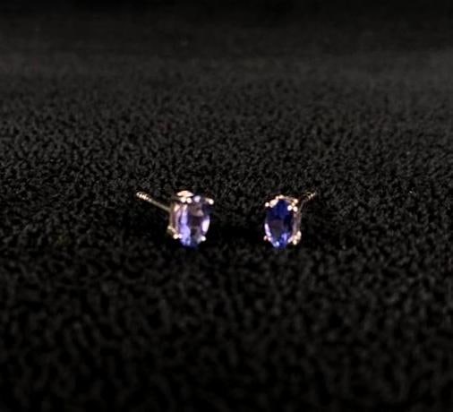 Silver Tanzanite Stud Earrings - 2