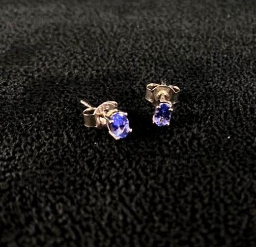 Silver Tanzanite Stud Earrings - 3