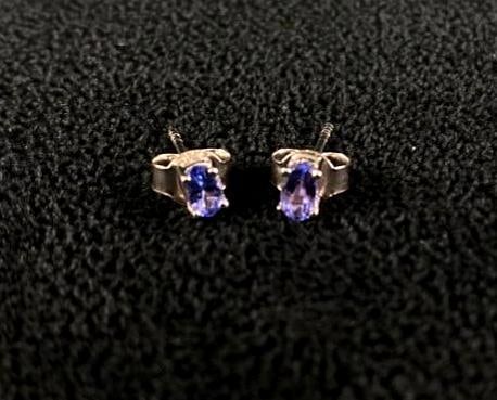 Silver Tanzanite Stud Earrings - 4
