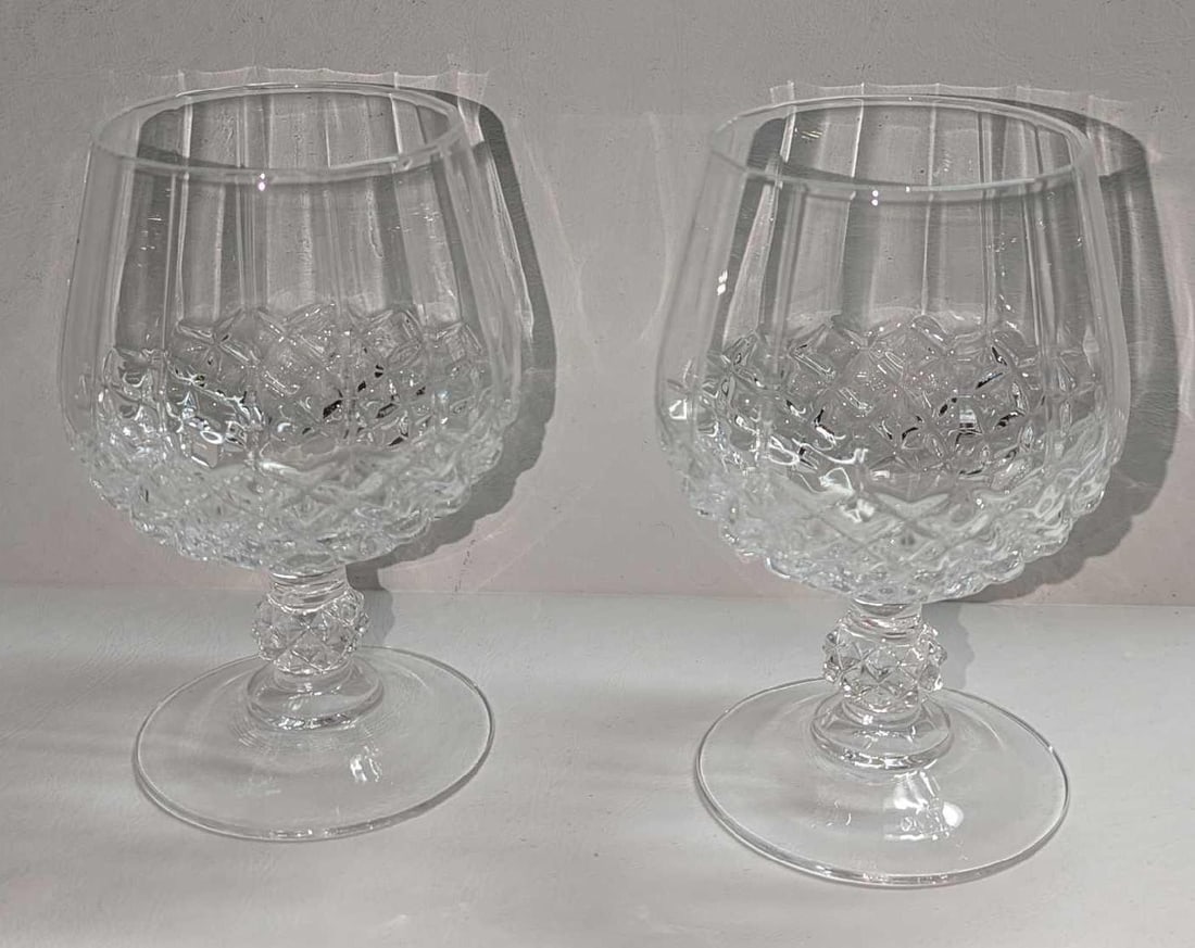 2 Brandy Snifter Glasses With Diamond Pattern B - 4