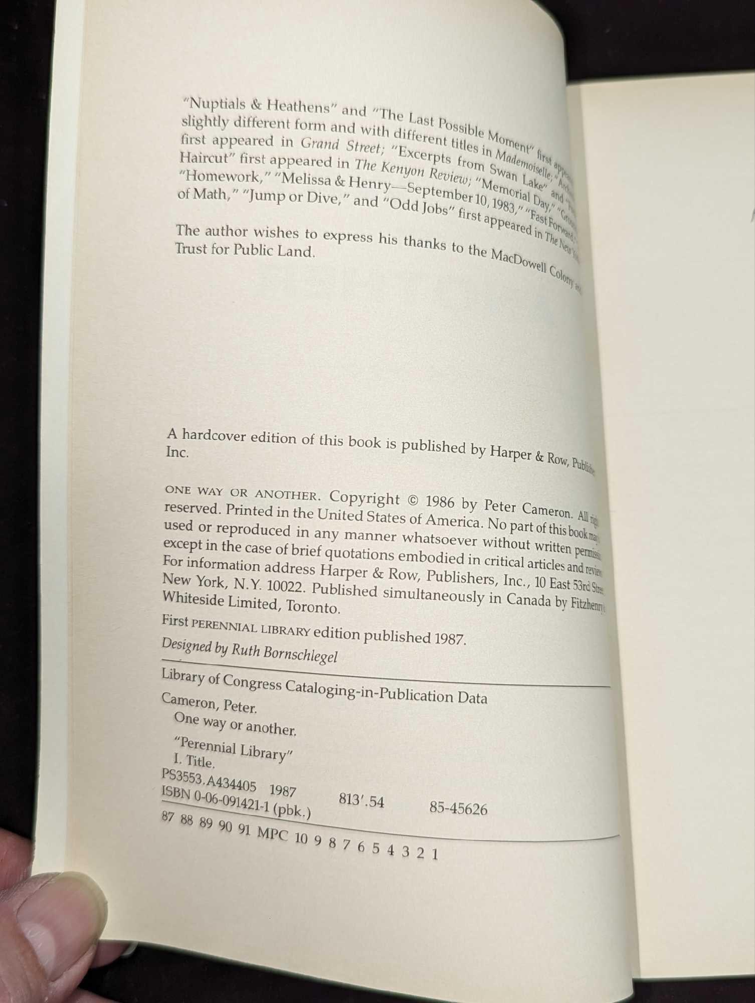 Peter Cameron Signed One Way Or Another Paperback - 7