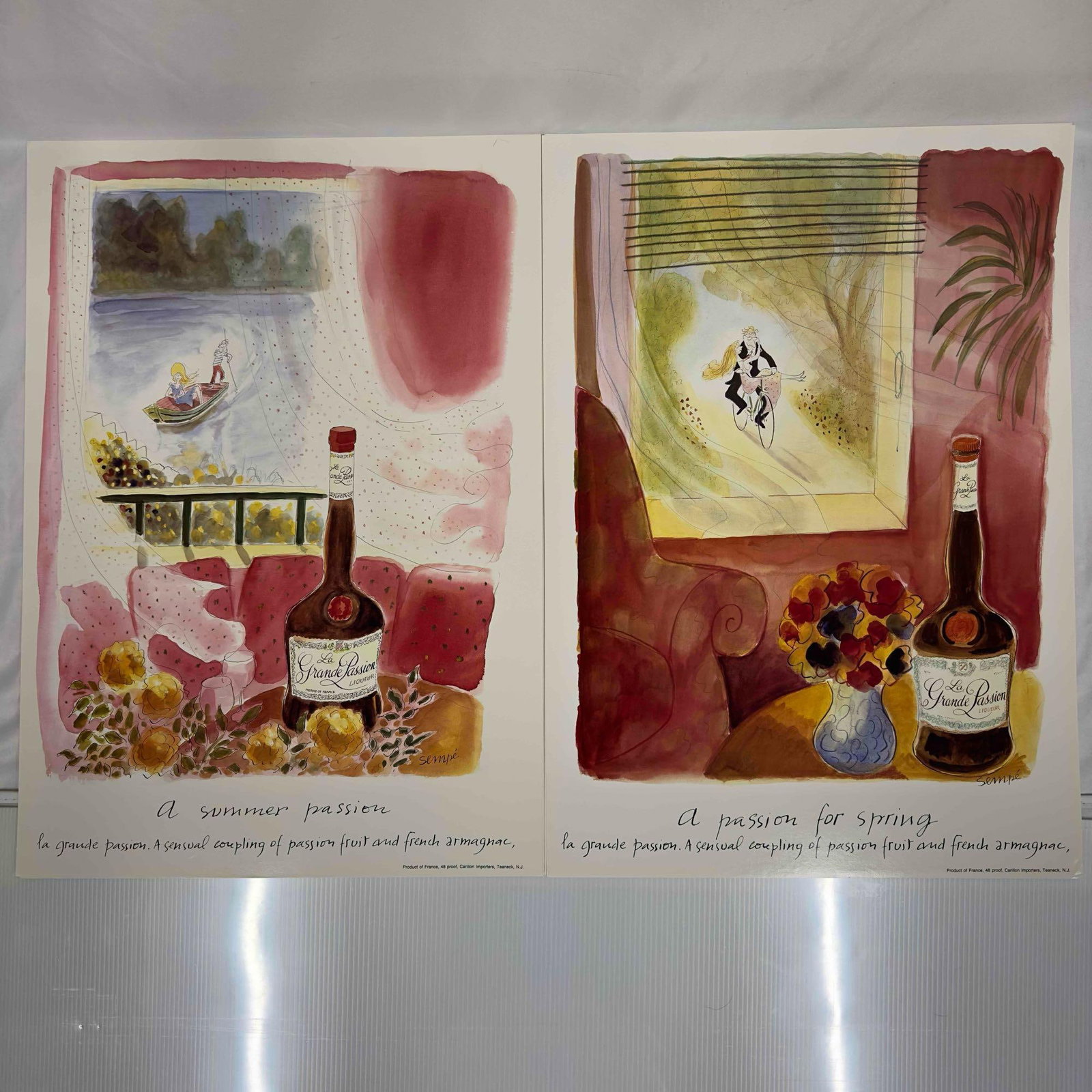 La Grande Passion Liqueur Ad Poster French Liquor Advertisement Print Posters Set Collection: La Grande Passion Liqueur Ad Poster Liquor Advertisement Print Posters Set Collection. This set includes fourteen (14) posters, two designs, seven of each. A few noticeable creases on the posters,