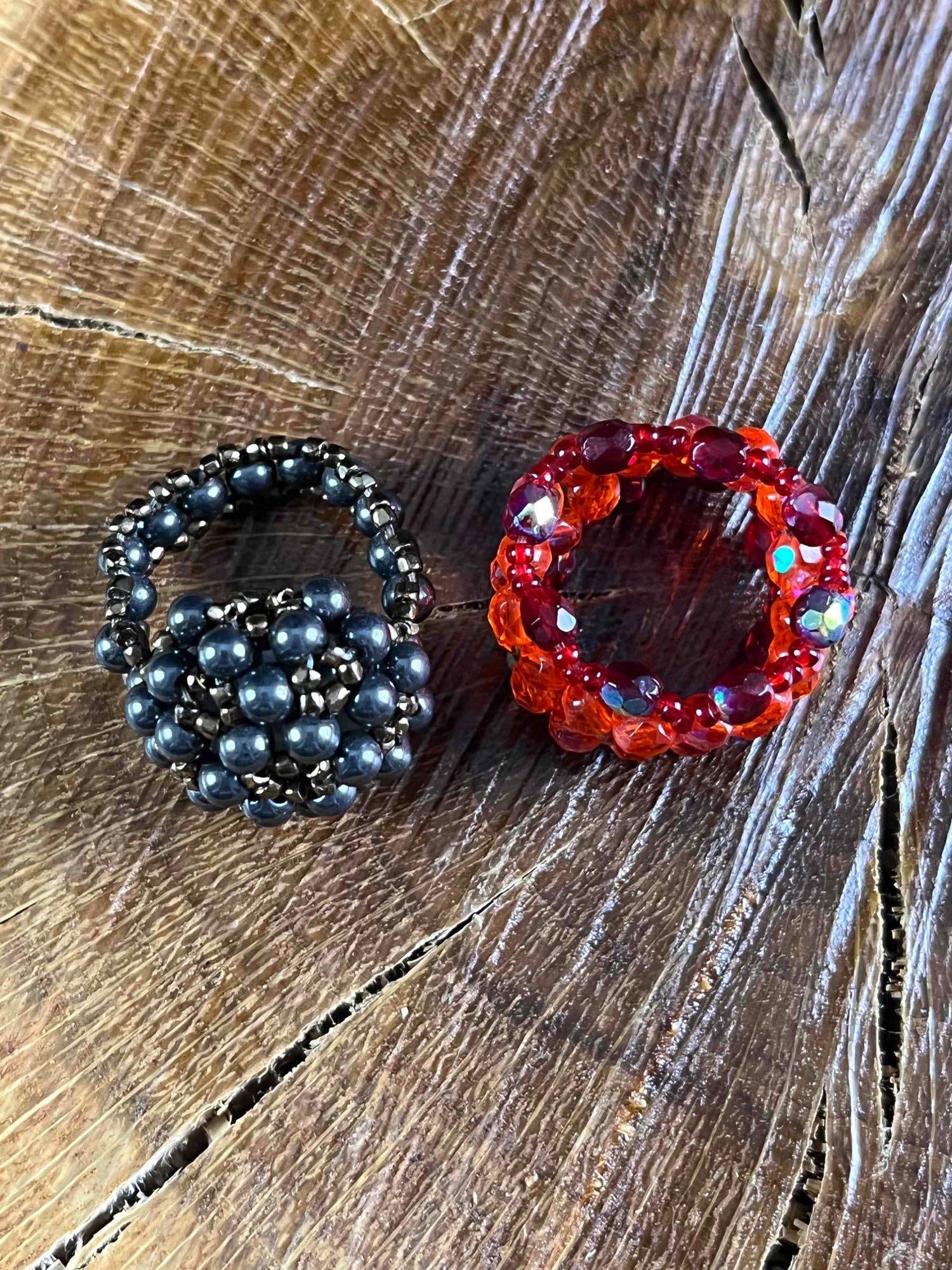 Two Handmade Beaded Rings - 6