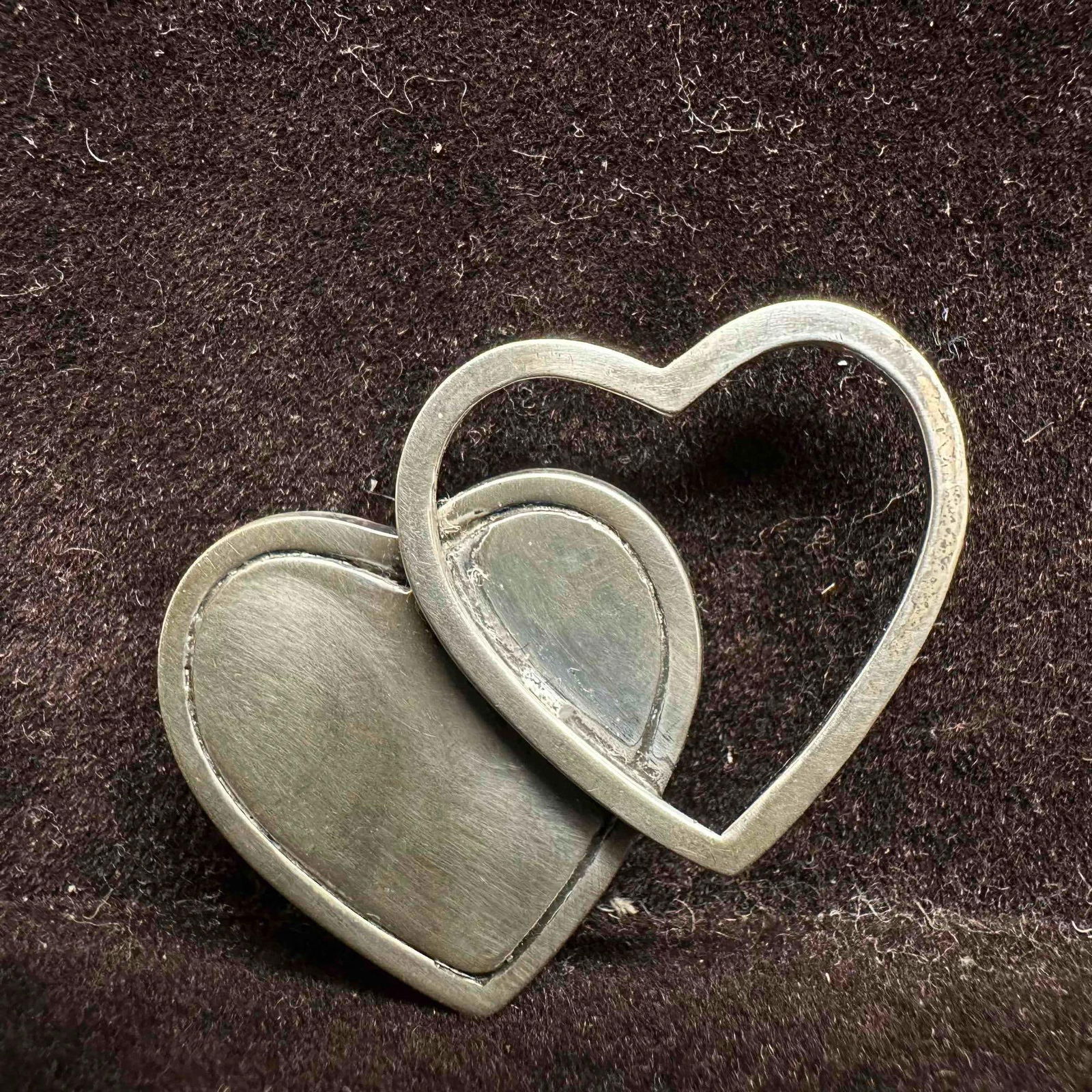 Orb Sterling Open and Solid Double Heart Brooch Silver Pin: This item is in good pre-owned, previously used/displayed condition with noticeable light wear, and surface scratches. Please reference all photos for full details. This piece of jewelry has been test