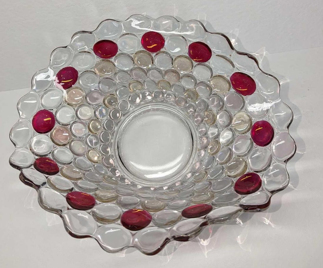 Westmoreland Thousand Eye Oval Console Bowl: Westmoreland Thousand Eye Oval Console Bowl. This bowl is approximately 12" x 9" x 5" and it weighs 3.32lbs. The bowl has some light scratches on the bottom.