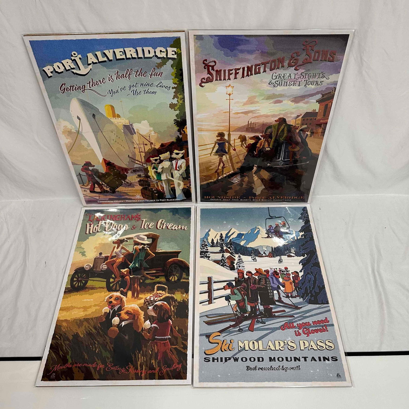 Vintage Style Lonely Dog Series Ivan Clarke Four Poster Set Screen Print Posters: Vintage Style Lonely Dog Series Ivan Clarke Four Poster Set Screen Print Posters. These small screen print art posters are part of original's from Clarke's famous Lonely Dog series. These item