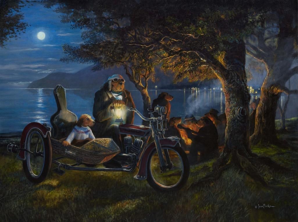 S&N Ivan Clarke "After Midnight" Medium Giclée: S&N Ivan Clarke "After Midnight" Medium Giclée Signed and numbered giclee on canvas print of After Midnight by Ivan Clarke. Comes in the original tube with the COA. This medium (30 x 22)