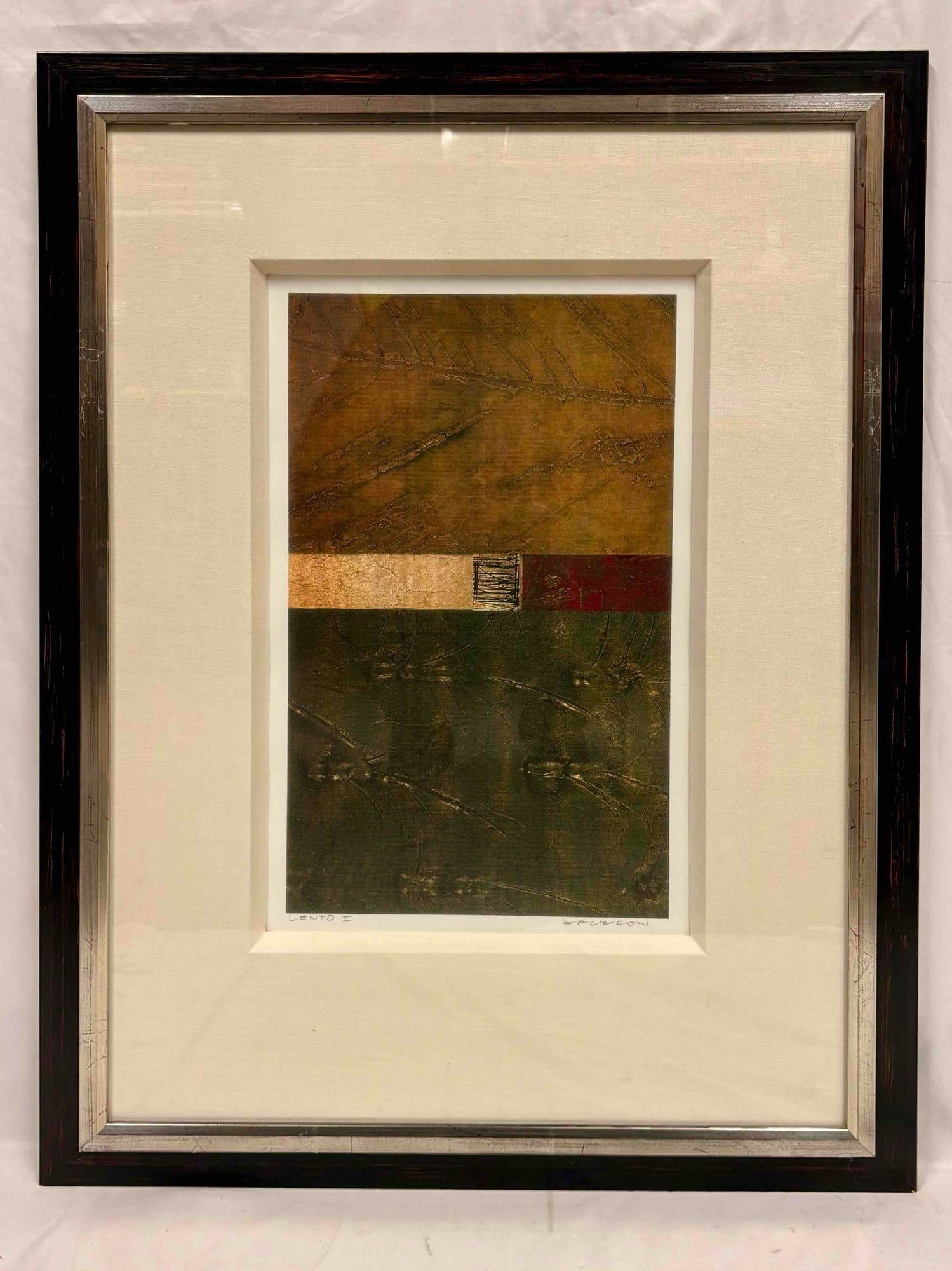 Contemporary Ethan Allen Framed Wall Art Print Lento I Signed Jackson (1 of 7)