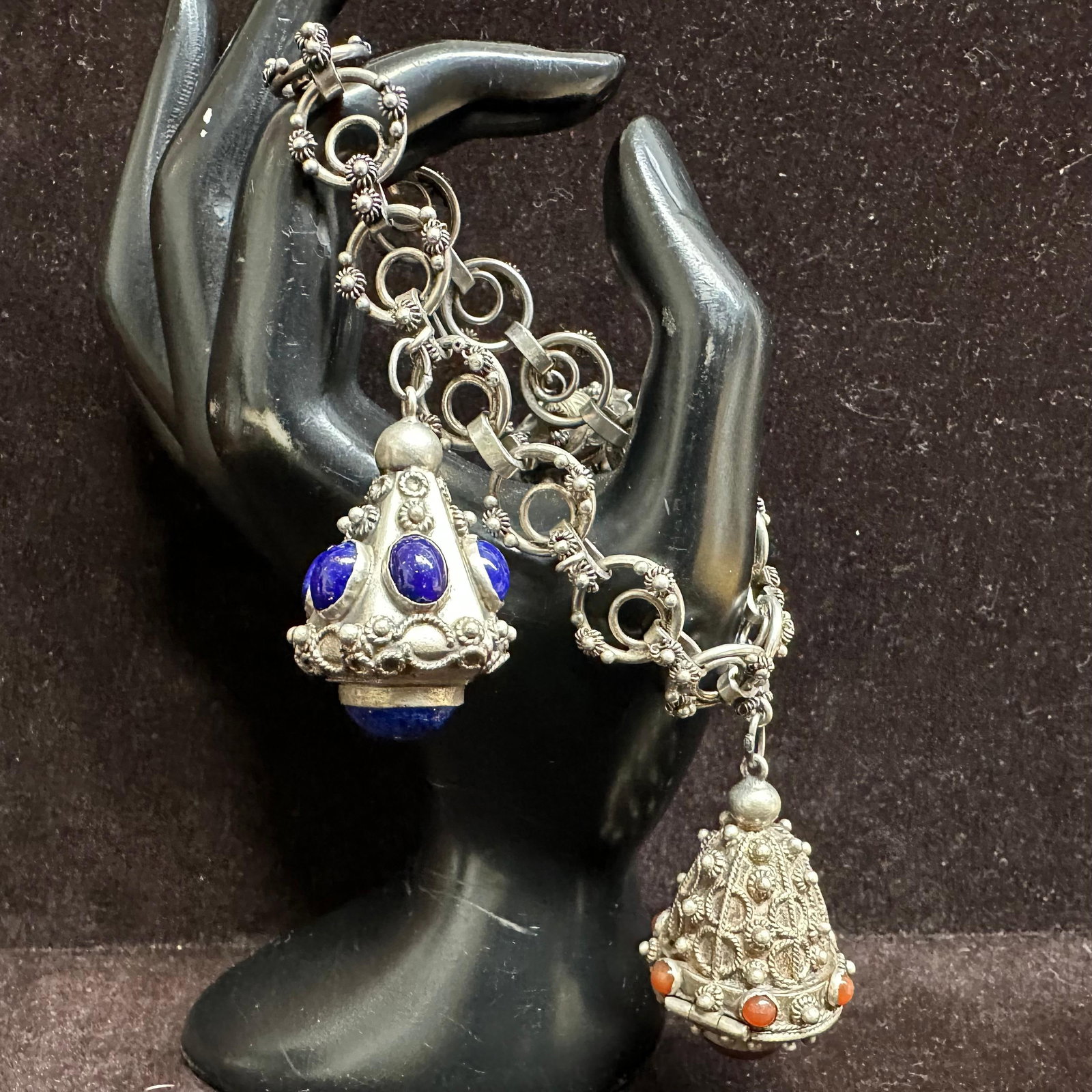 Carnelian Locket and Ornate Fob Charm Silver 800 Bracelet R70: This item is in good pre-owned, previously used/displayed condition with noticeable light wear and surface scratches. Please reference all photos for full details. This piece of jewelry has been teste