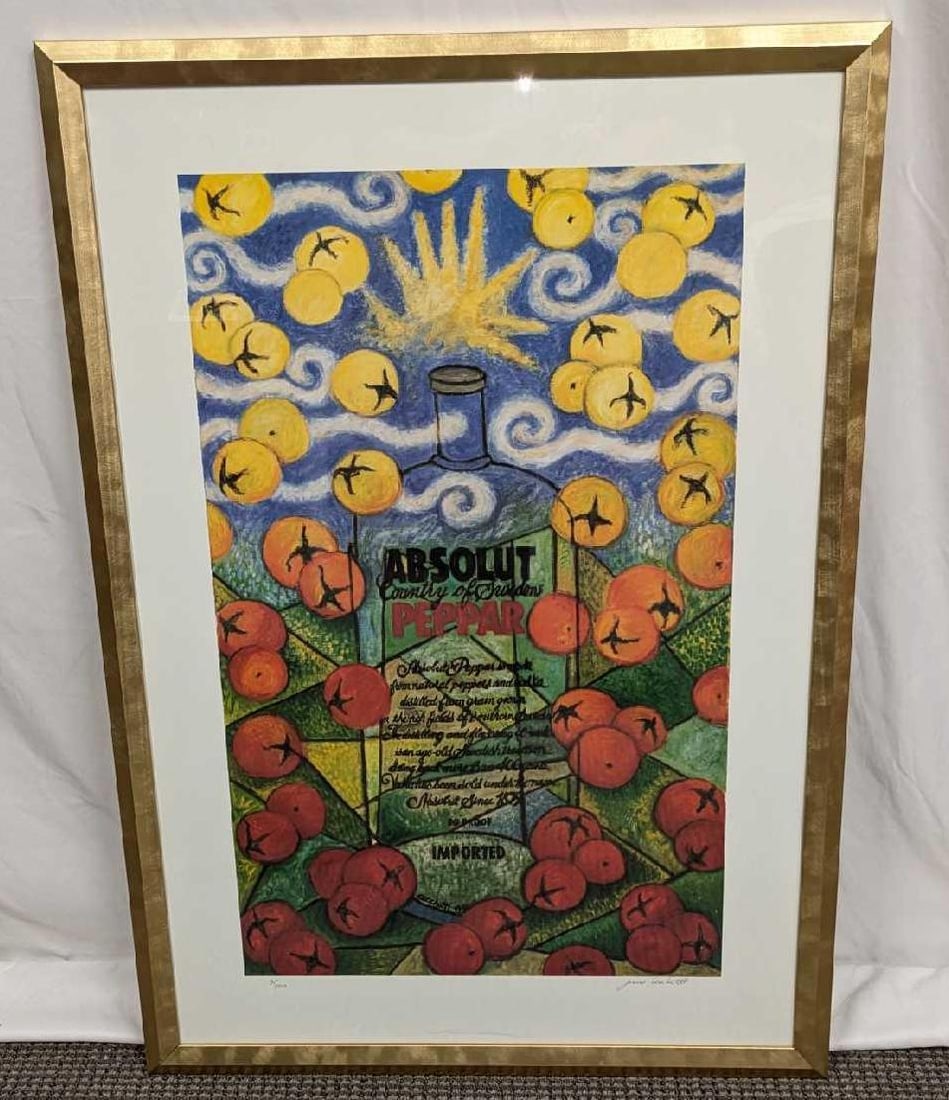 S&N Joanne Cecchetti Absolut Statehood: New Jersey Print: S&N Joanne Cecchetti Absolut Statehood: New Jersey Print. This one is #74 out of #400. The framed print is approx 28 1/2" x 1" x 4 1/4" and it weighs 11.50lbs. The frame has small