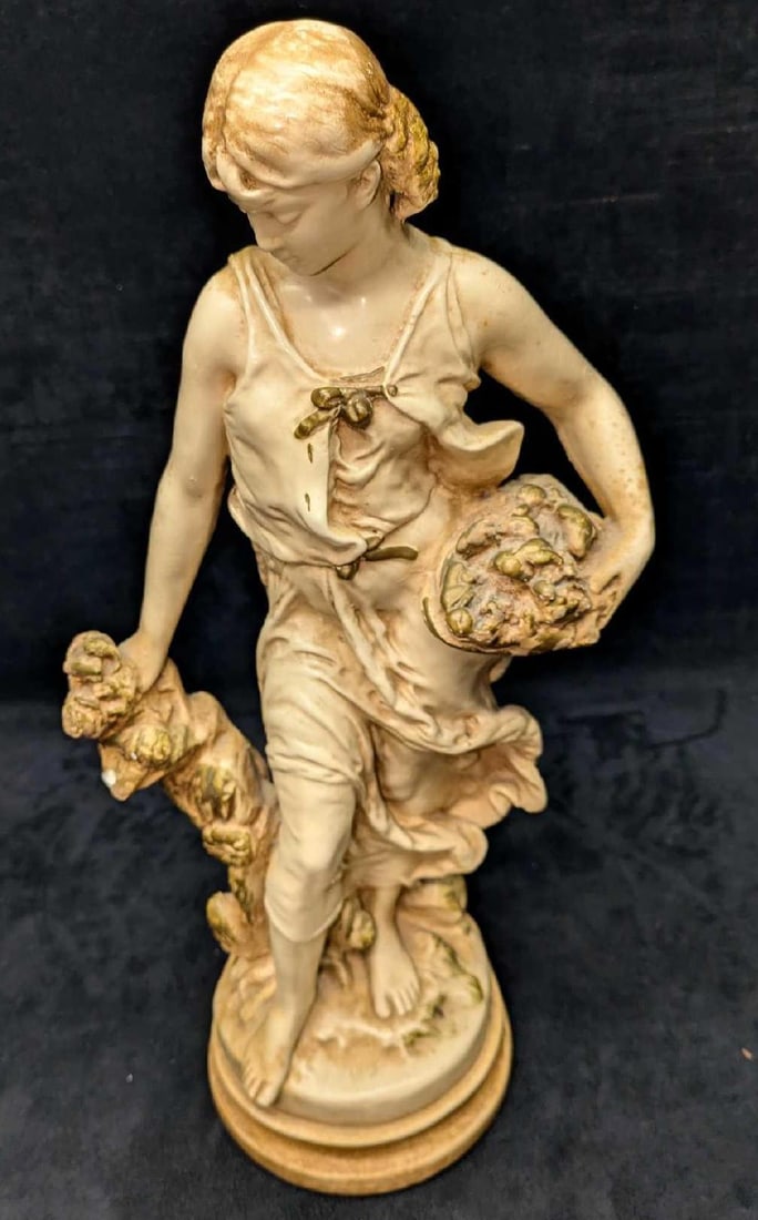 Vintage Chalkware Marwal Rancoulet Peasant Woman Sculpture JB (1 of 7)