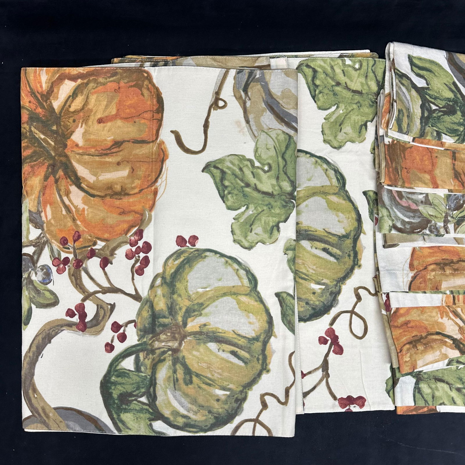 Pottery Barn Fall Harvest Placemats and Table Runners Pumpkin Pattern Set - 2