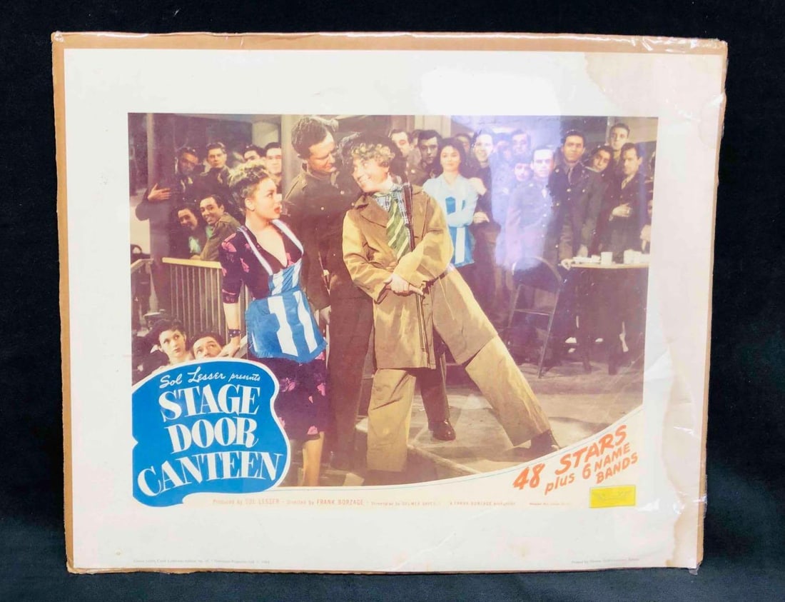 Three Lobby Cards Stage Door Canteen 1984 & Two Disney The TenderFoot 1964: This lot contains Three Lobby Cards Stage Door Canteen 1984 & Two Disney The Tenderfoot 1964. The approx measurements for each are listed below and altogether they weigh about 0.6lbs. Overall the