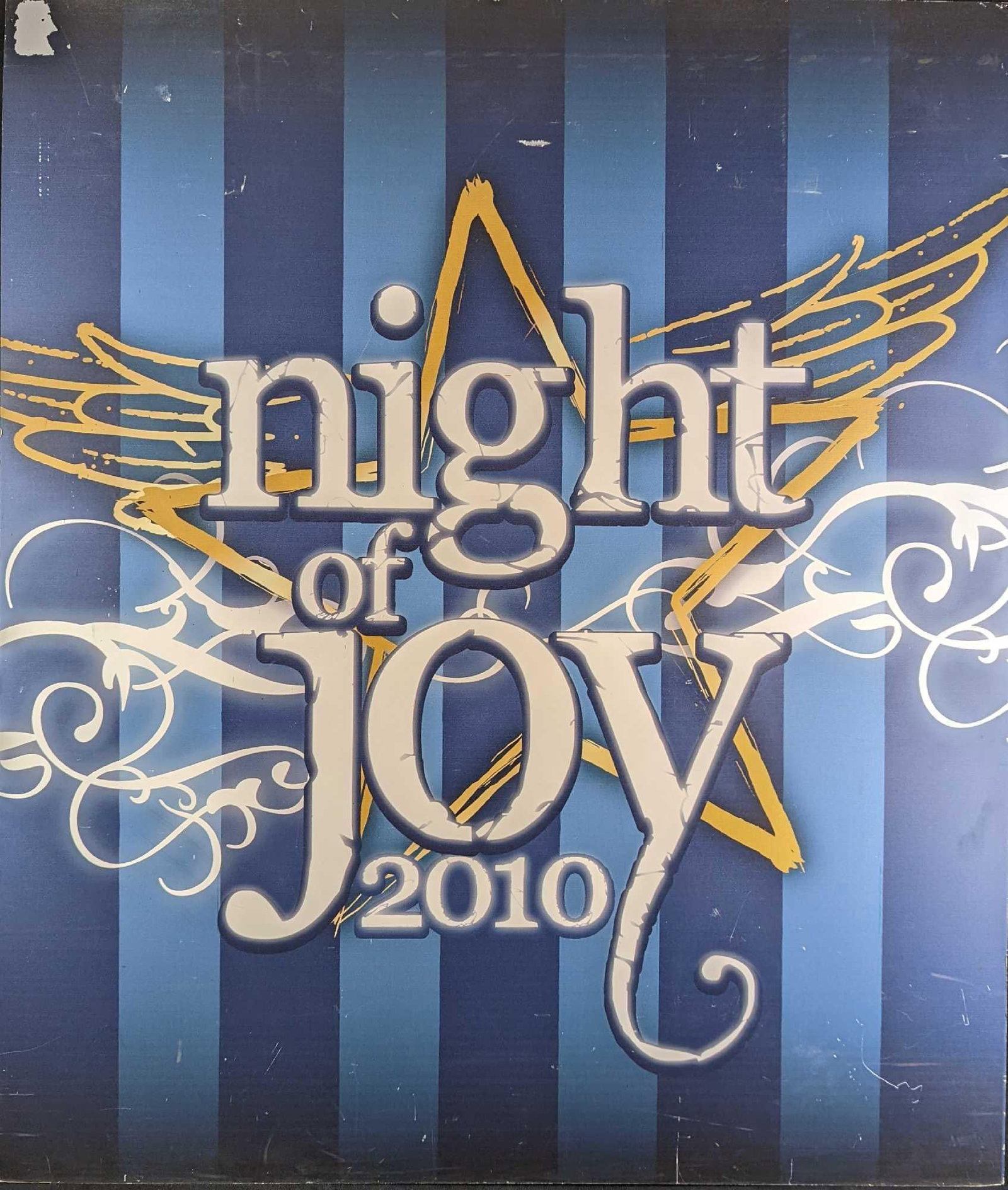 Disney Night Of Joy Park Used Sign 2010: Here is a large prop sign that was used at Disney's "Night Of Joy" event during the year 2010 (September 10 & 11) at the Magic Kingdom (Walt Disney World). This is a print of a thin pi