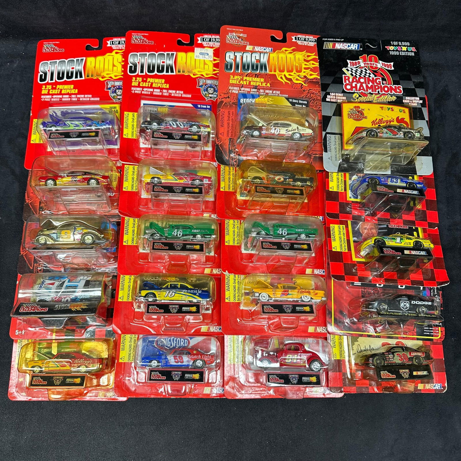 Racing Champions Stock Rods NASCAR 3.25 Die Cast Cars 20 Vehicles: A group of 20 Racing Champions NASCAR diecast vehicles, including multiple Stock Rods 3.25" Premier Die Cast Replica models and several Racing Champions Special Edition cars. Includes cars featuri