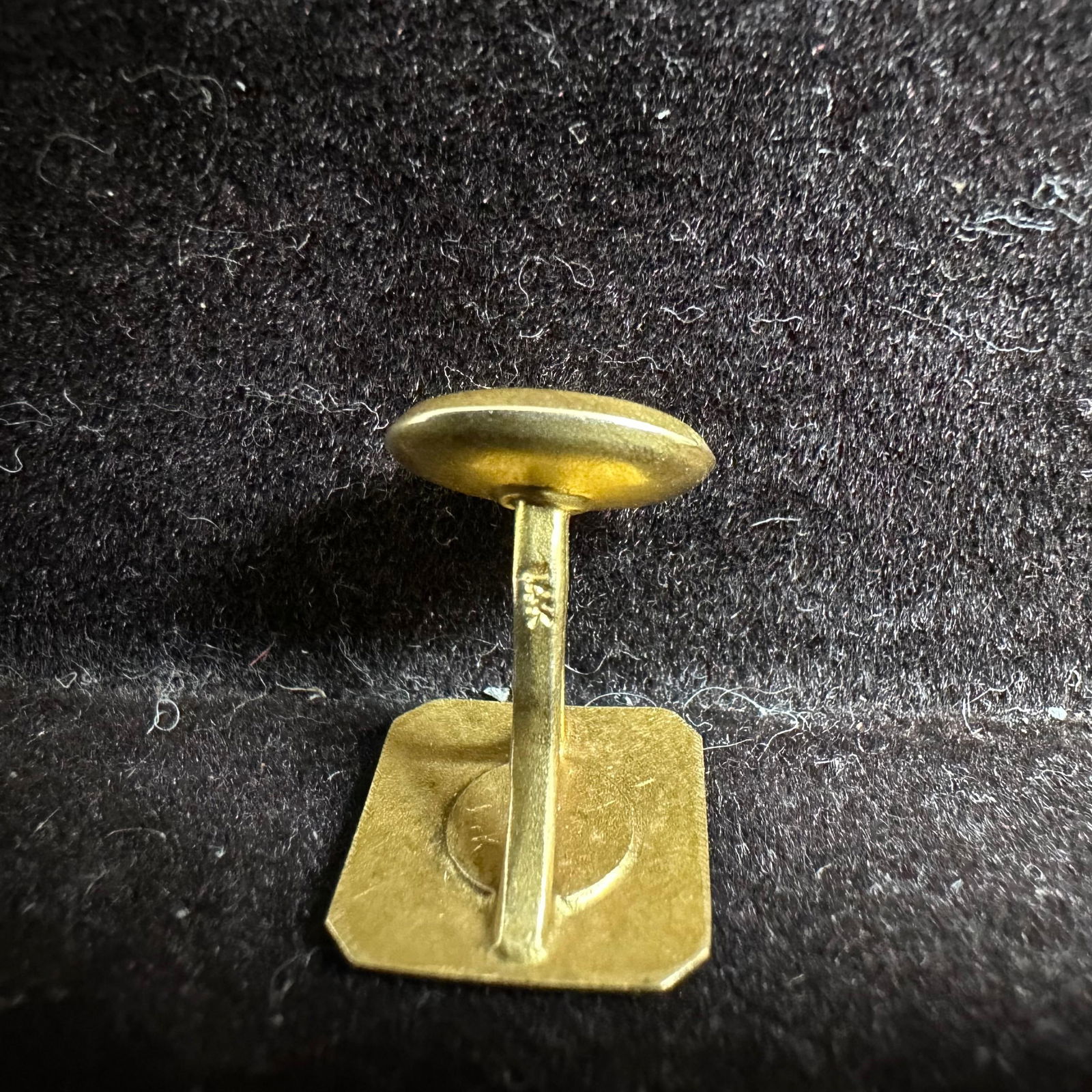 14K Gold Square Textured Border Cufflink - 2