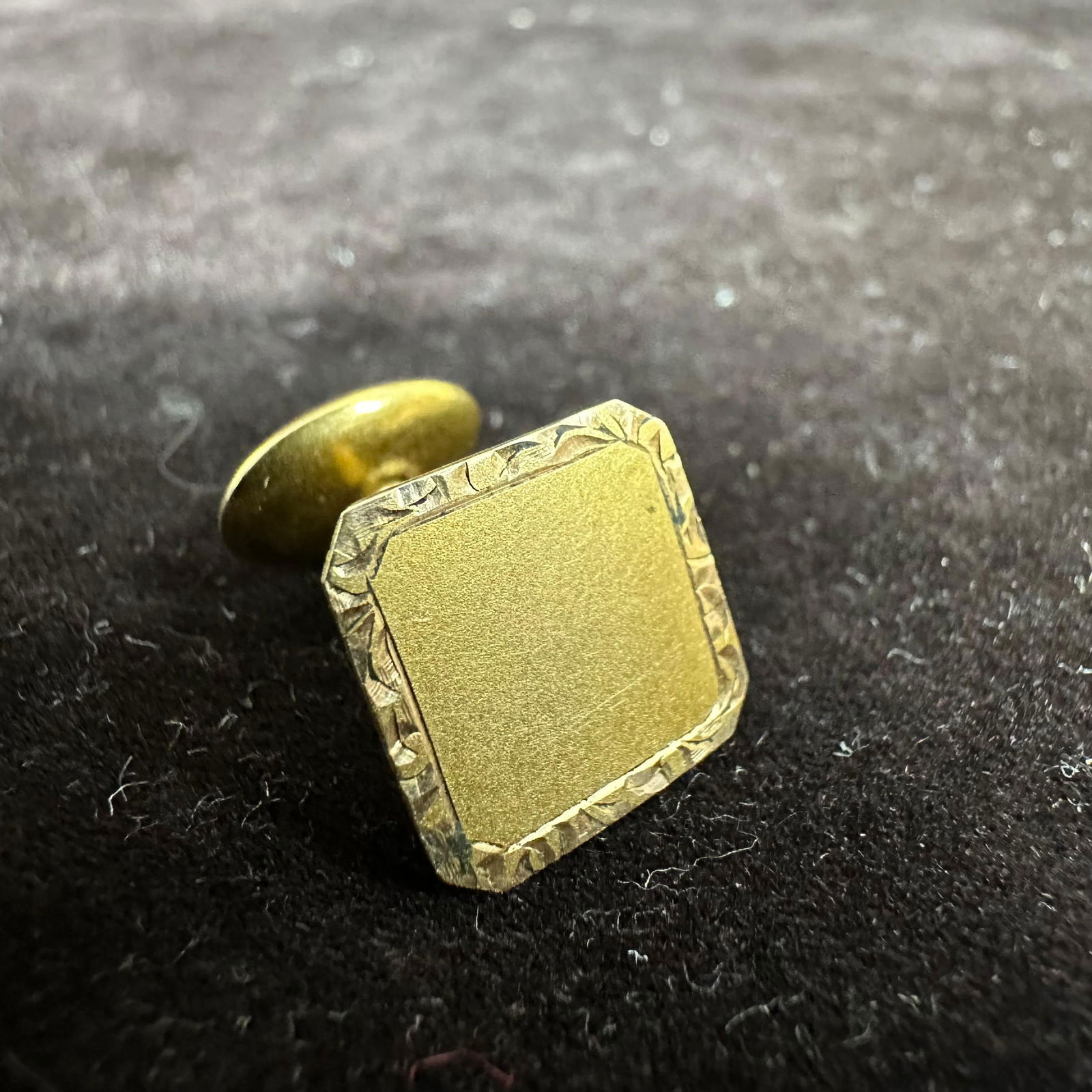 14K Gold Square Textured Border Cufflink - 4